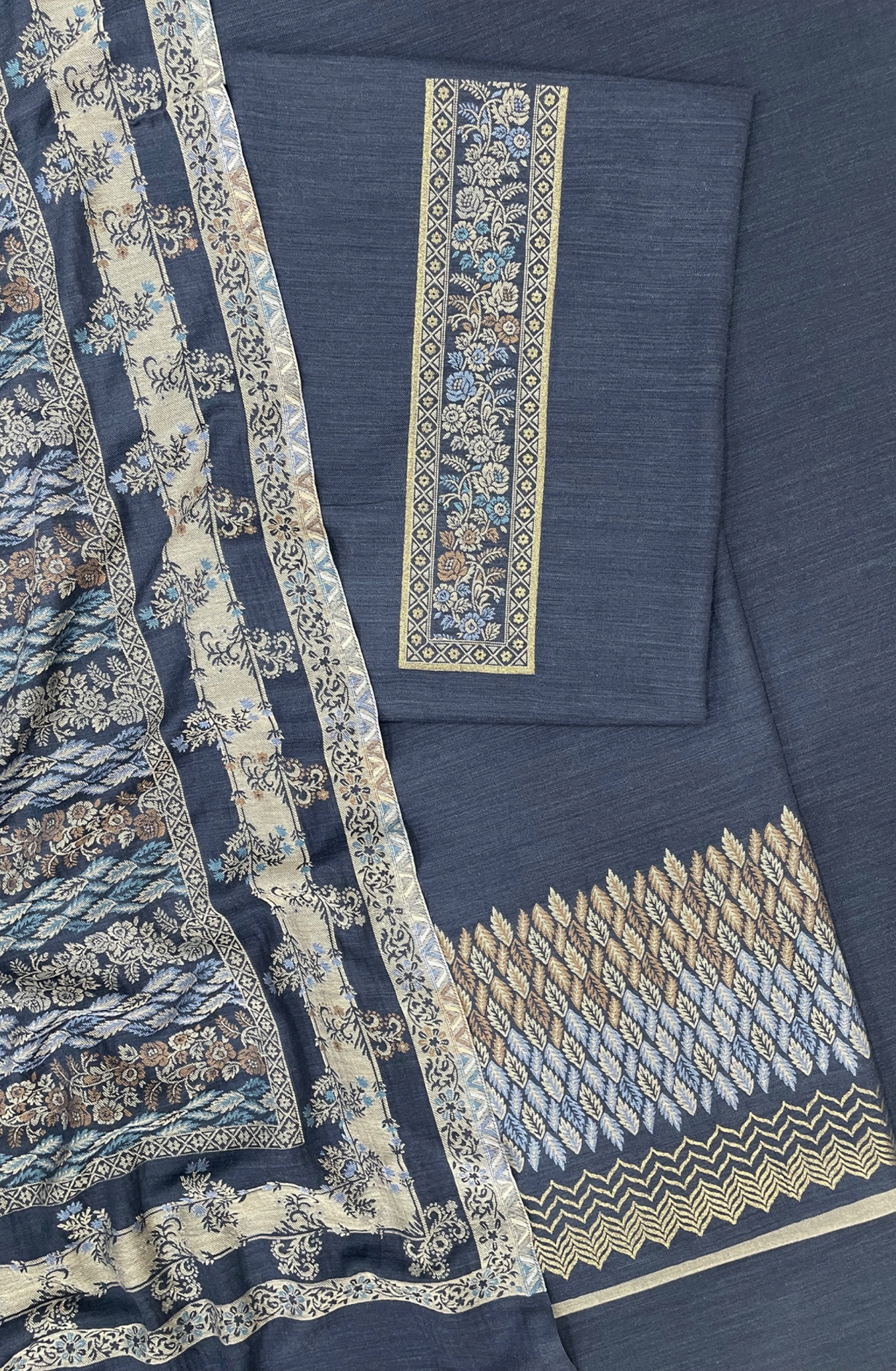 Pure Woolen Pashmina Jacquard Salwaar Kameez with Pashmina Shawl- PAS2023A