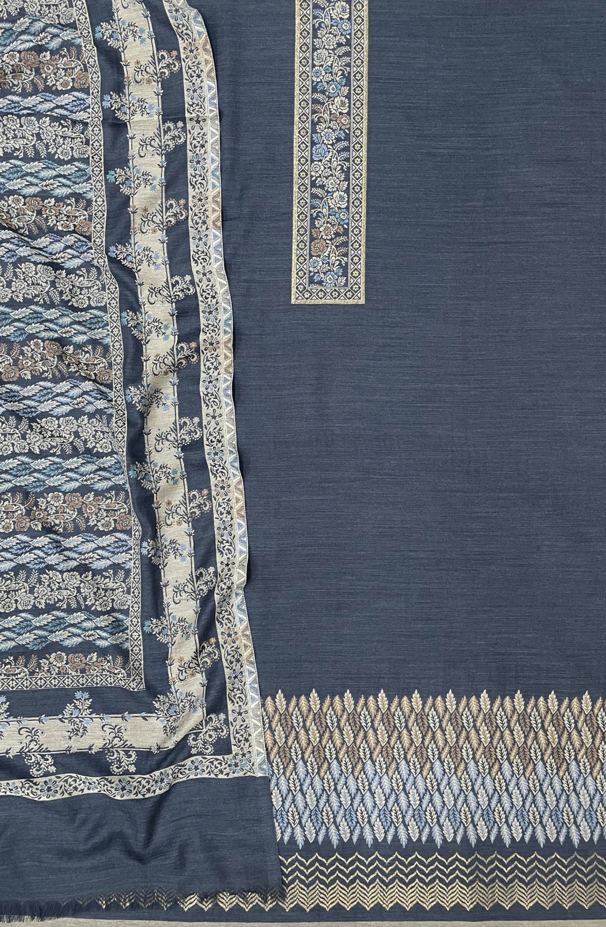 Pure Woolen Pashmina Jacquard Salwaar Kameez with Pashmina Shawl- PAS2023A