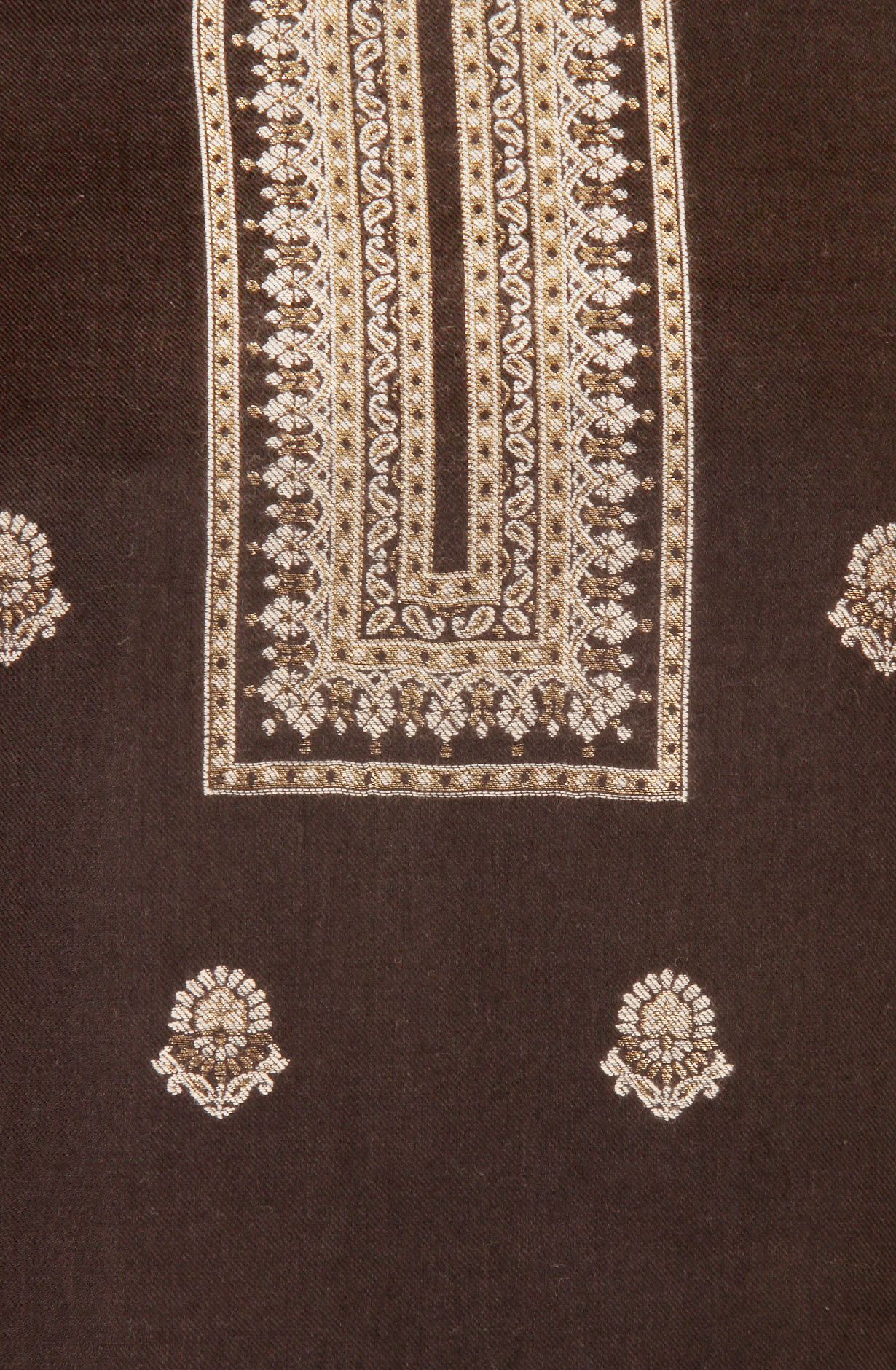 Black Pure Pashmina Unstitched Salwar Kameez with Stole Dupatta - PAS2027B