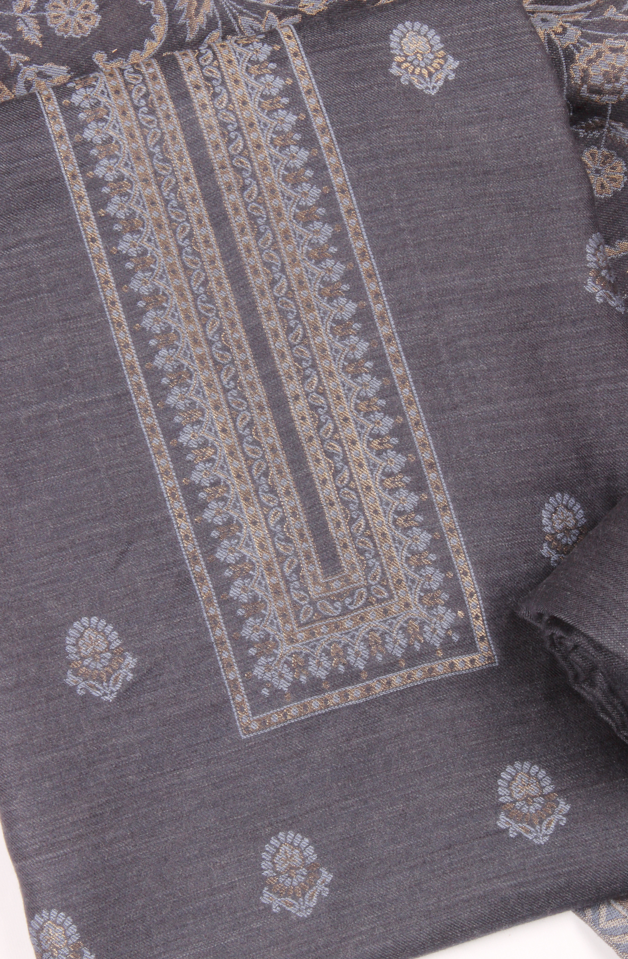 Pastel Blue Pure Pashmina Unstitched Salwar Kameez with Stole Dupatta - PAS2027C