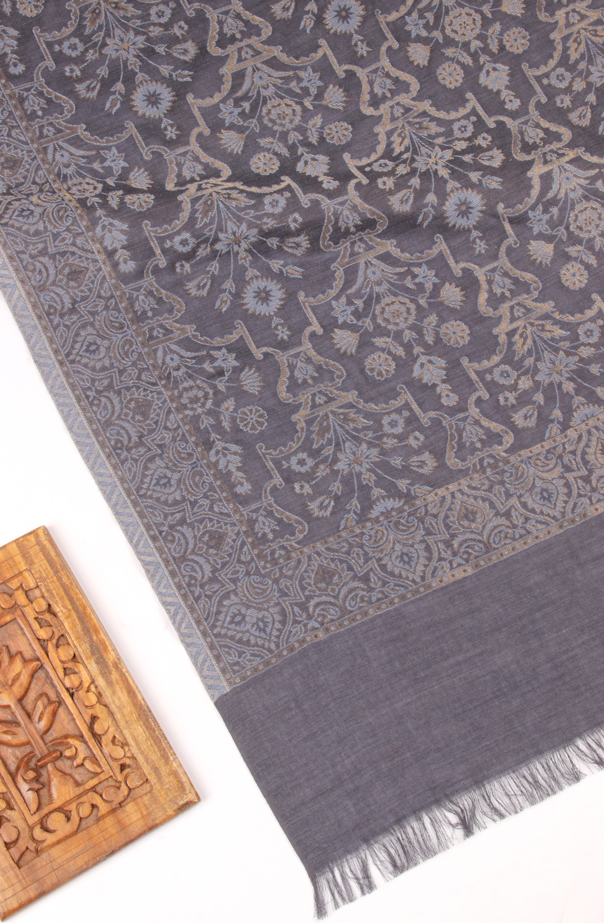 Pastel Blue Pure Pashmina Unstitched Salwar Kameez with Stole Dupatta - PAS2027C