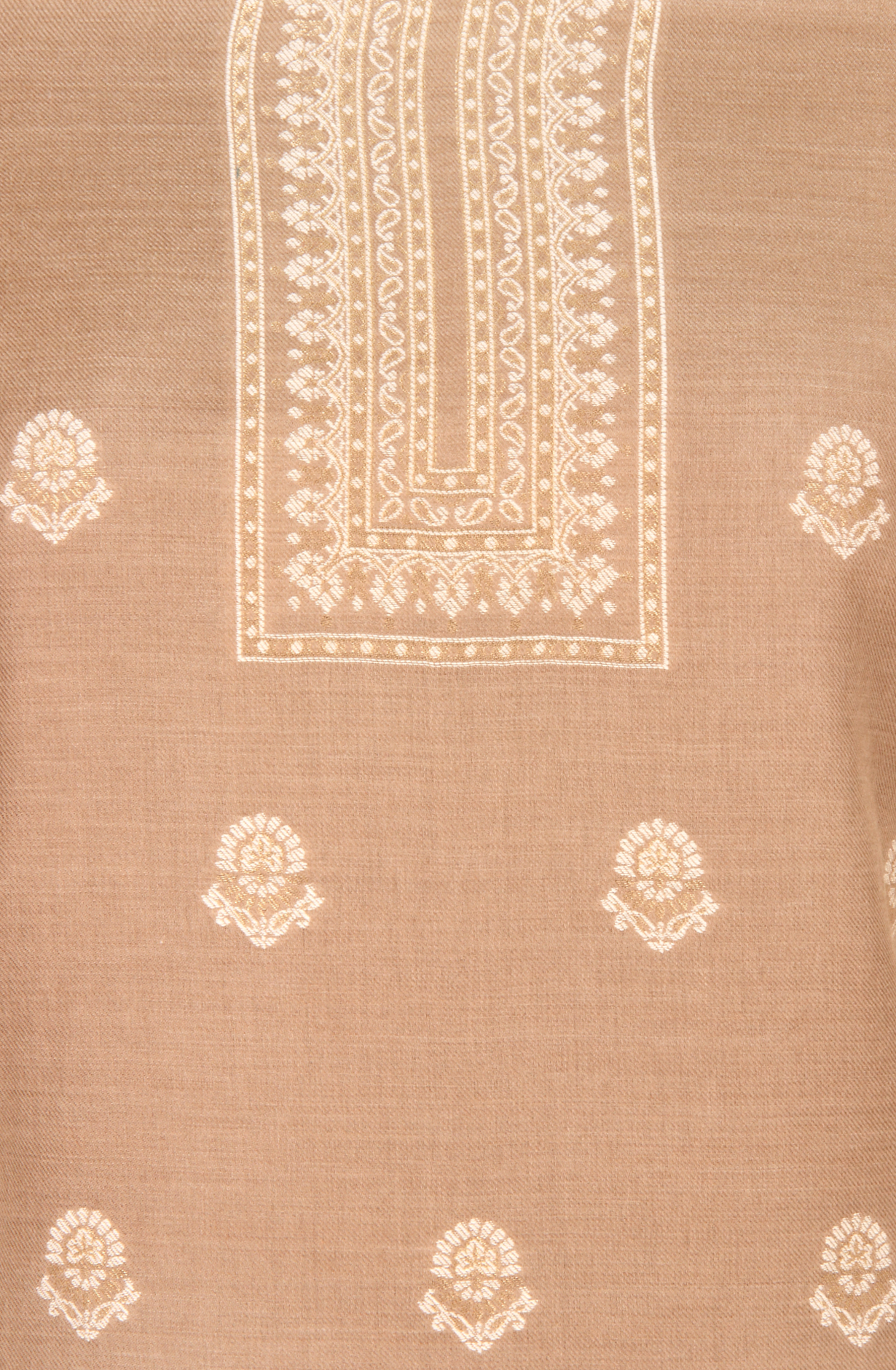 Beige Pure Pashmina Unstitched Salwar Kameez with Stole Dupatta - PAS2027D