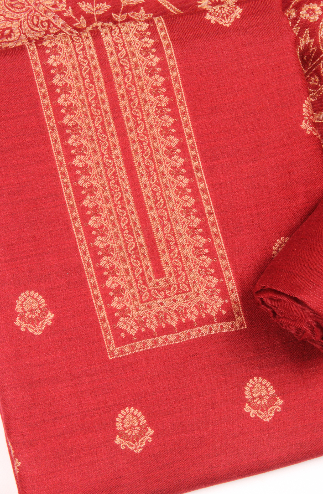 Maroon Pure Pashmina Unstitched Salwar Kameez with Stole Dupatta - PAS2027E