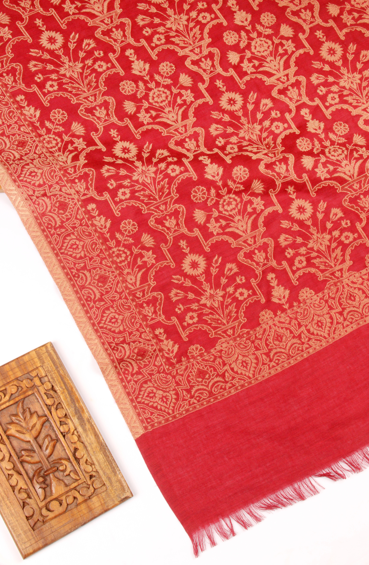 Maroon Pure Pashmina Unstitched Salwar Kameez with Stole Dupatta - PAS2027E