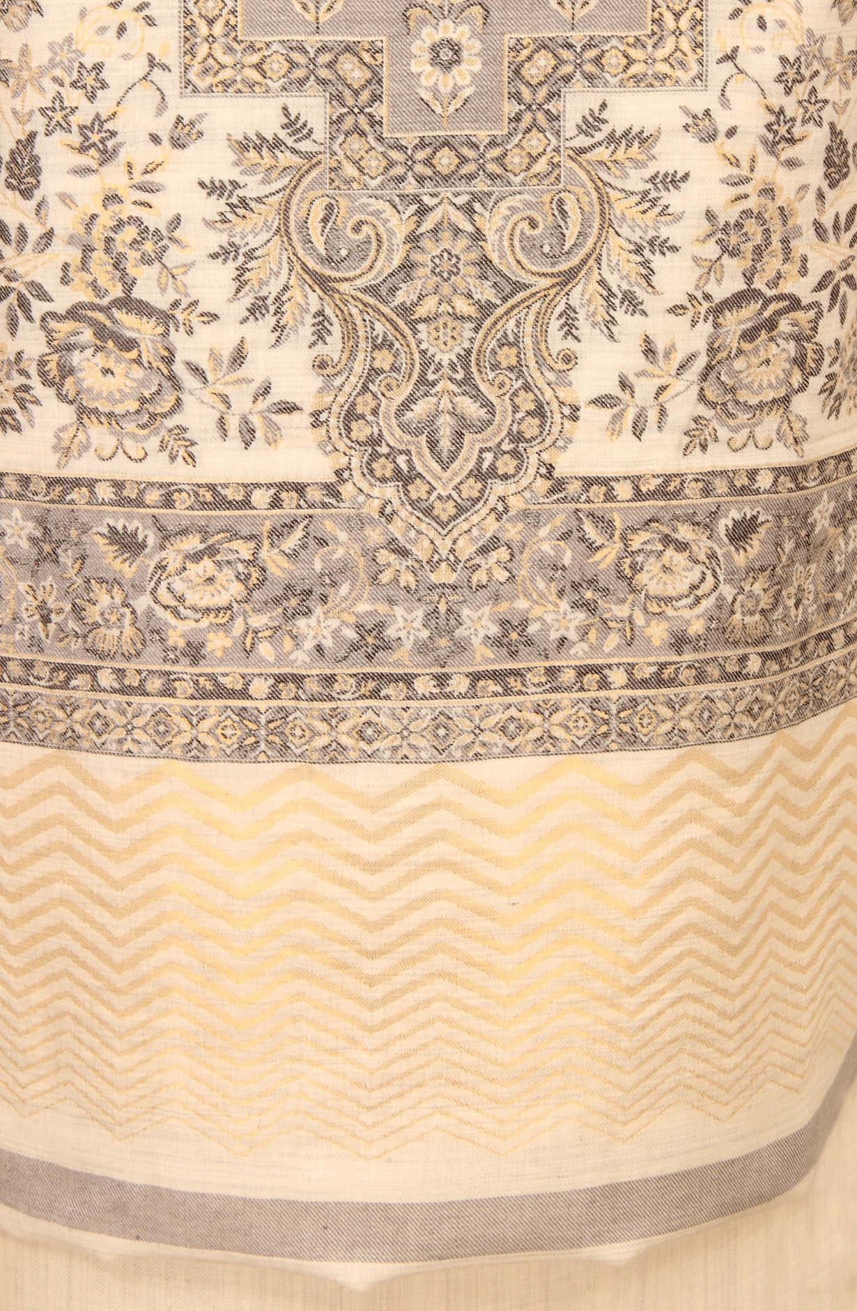 Off-white Pure Pashmina Unstitched Salwar Kameez with Stole Dupatta - PAS2028B