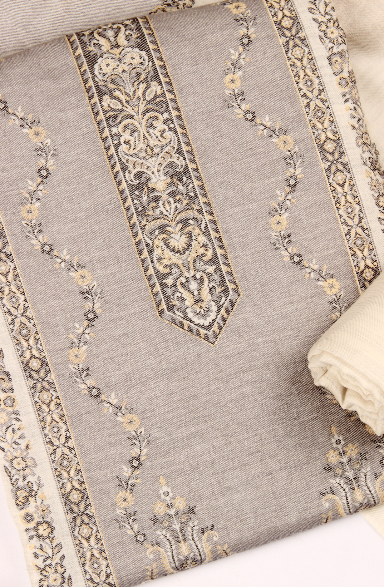 Off-white Pure Pashmina Unstitched Salwar Kameez with Stole Dupatta - PAS2028B