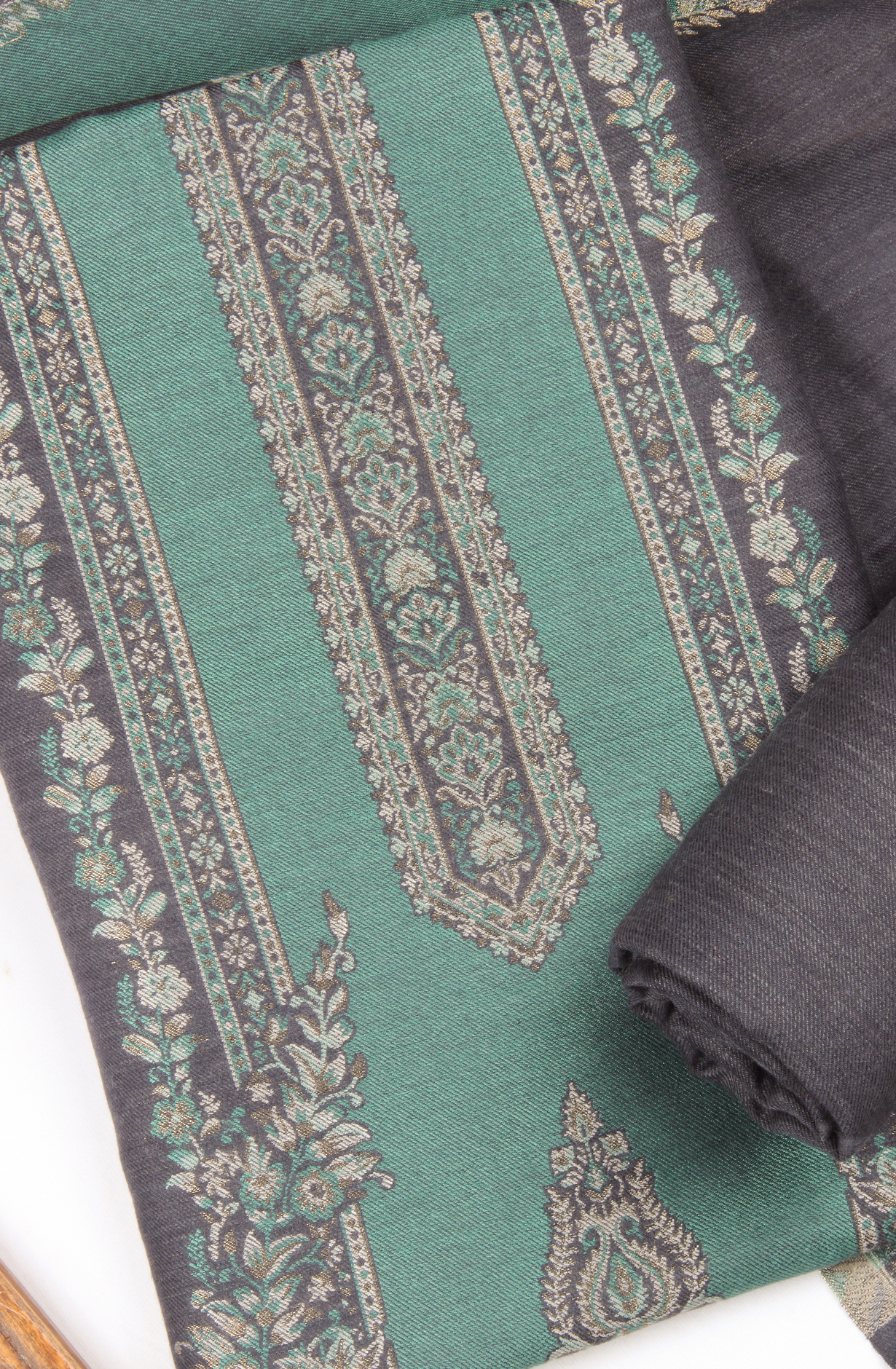 Pastel Blue Pure Pashmina Unstitched Salwar Kameez with Stole Dupatta - PAS2028C