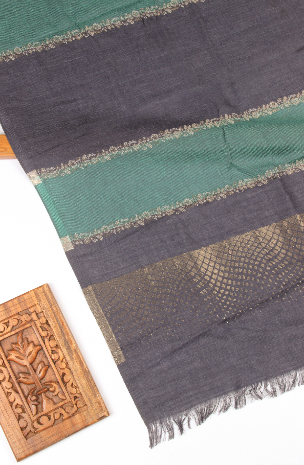 Pastel Blue Pure Pashmina Unstitched Salwar Kameez with Stole Dupatta - PAS2028C