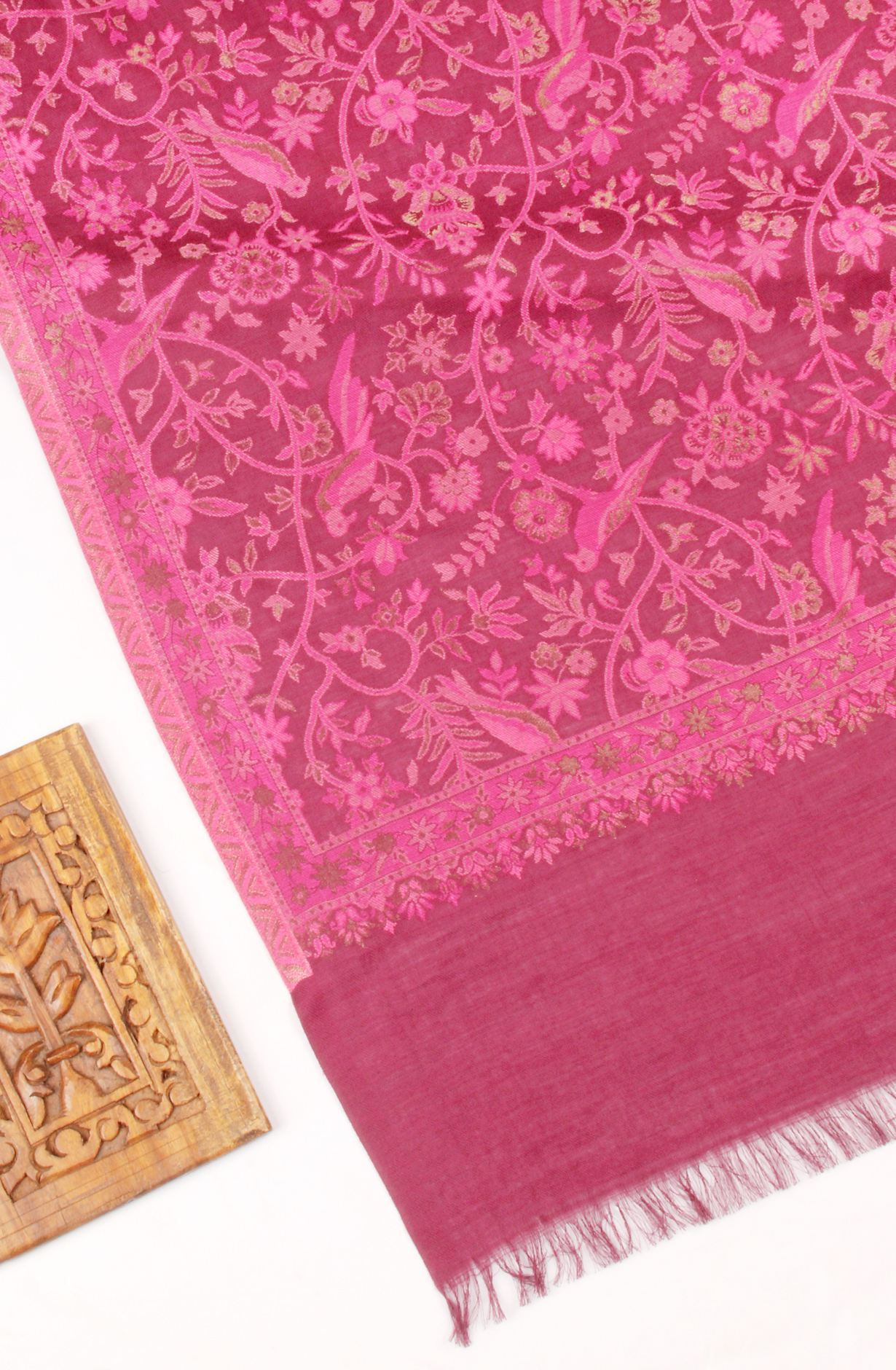 Magenta Pure Pashmina Unstitched Salwar Kameez with Stole Dupatta - PAS2029D