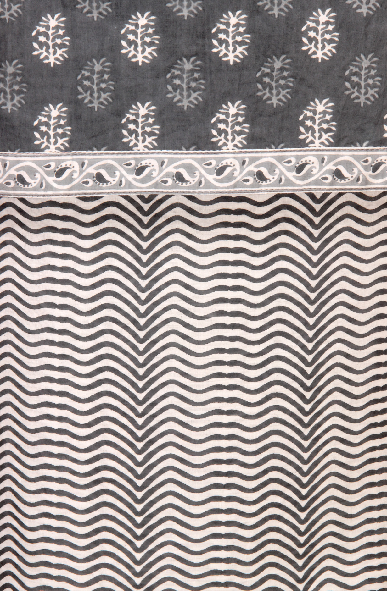 Grey Cotton Printed Salwar Kameez with Dupatta - PFSCOT1213-6A