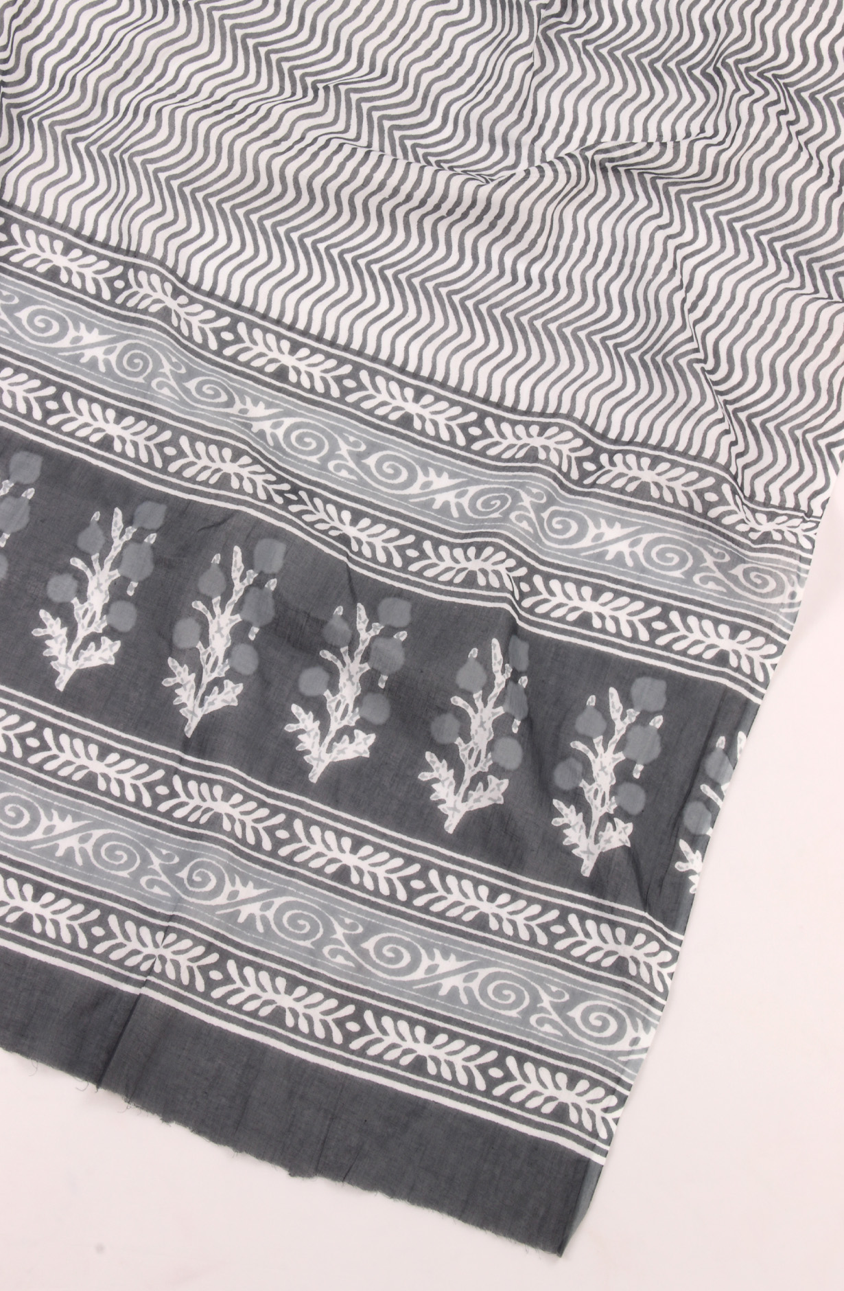 Grey Cotton Printed Salwar Kameez with Dupatta - PFSCOT1213-6A