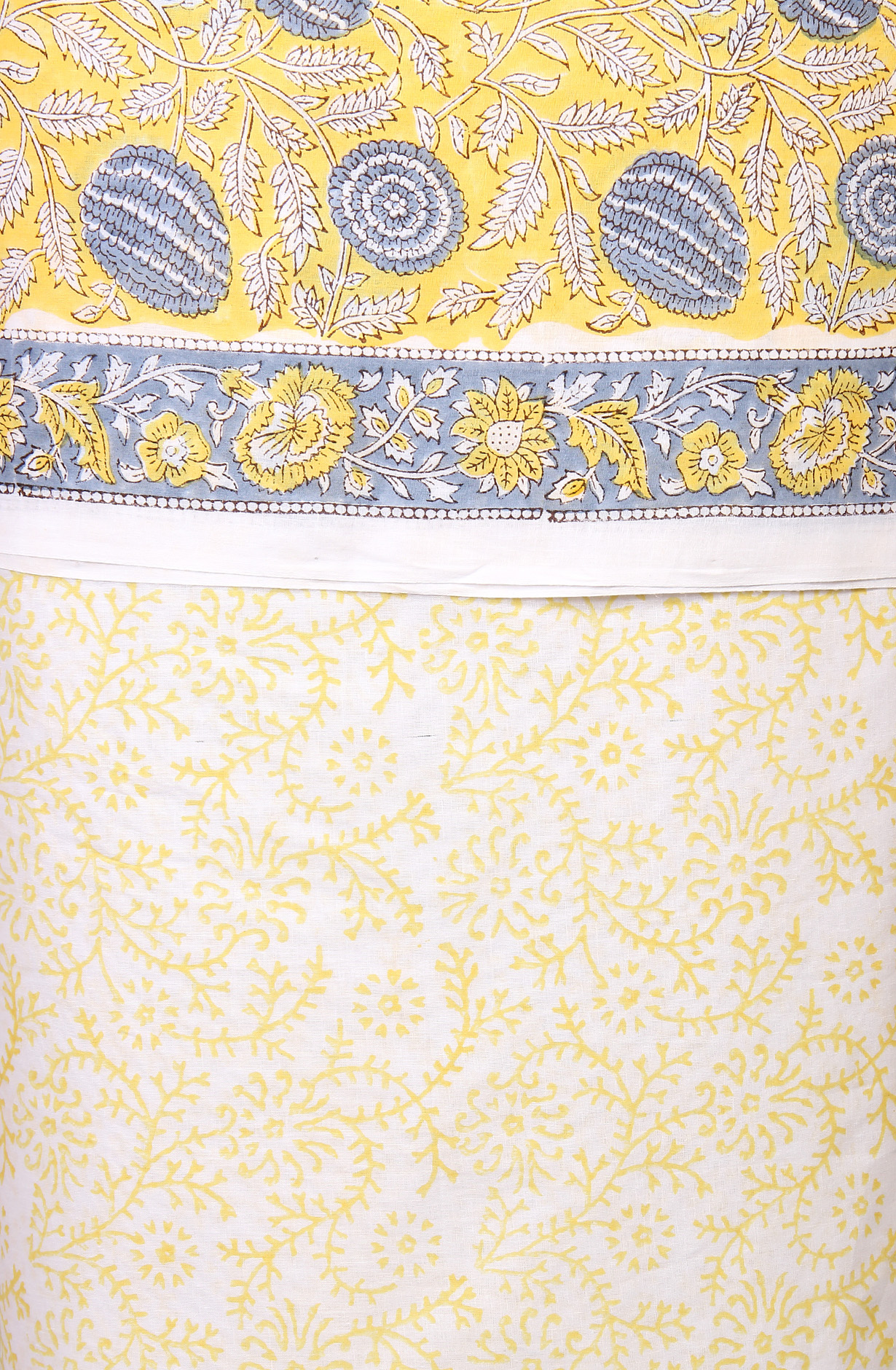 Yellow Printed Unstitched Cotton Dress Material - PFSCOT1011-1A