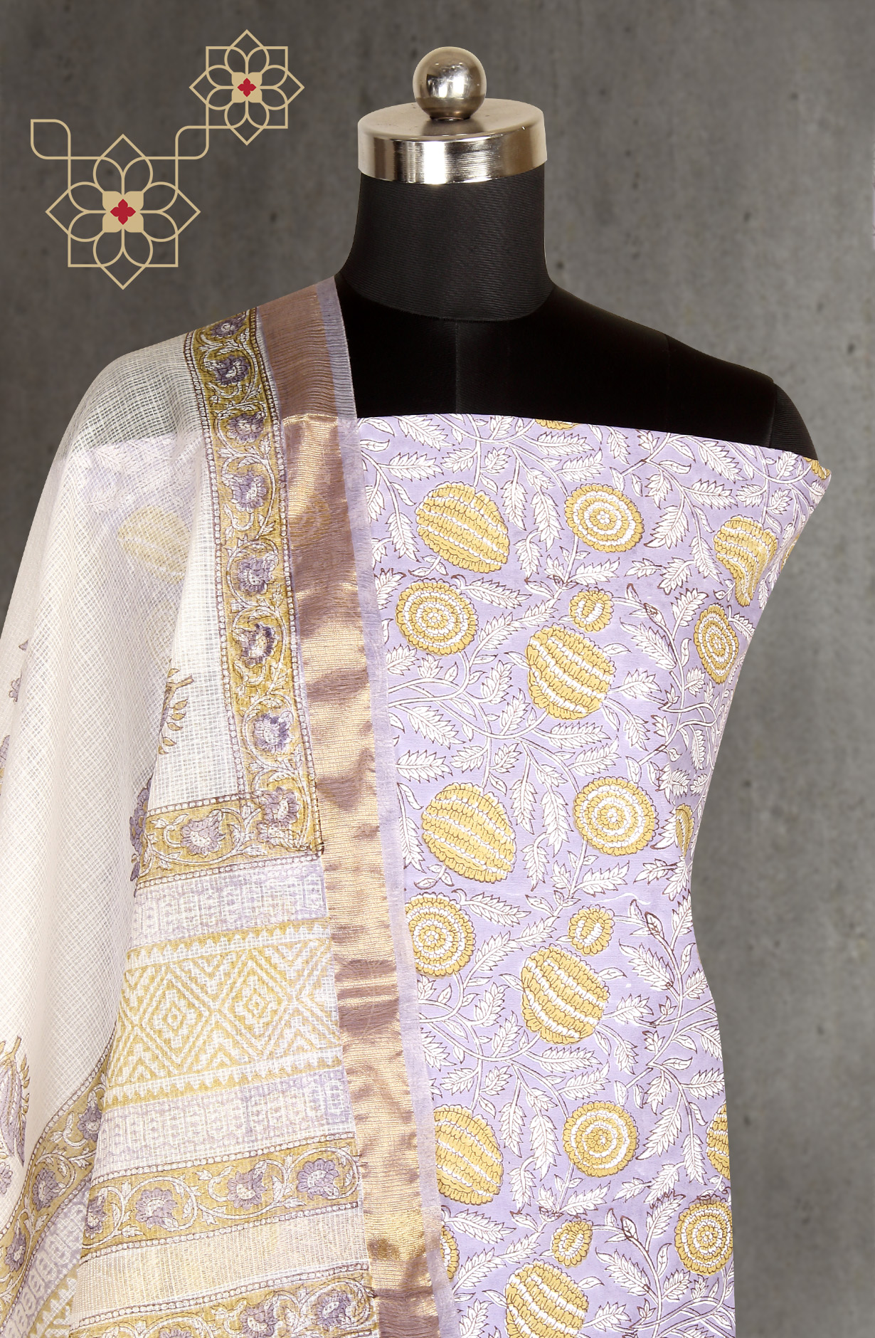 Purple Printed Unstitched Cotton Dress Material - PFSCOT1011-1B