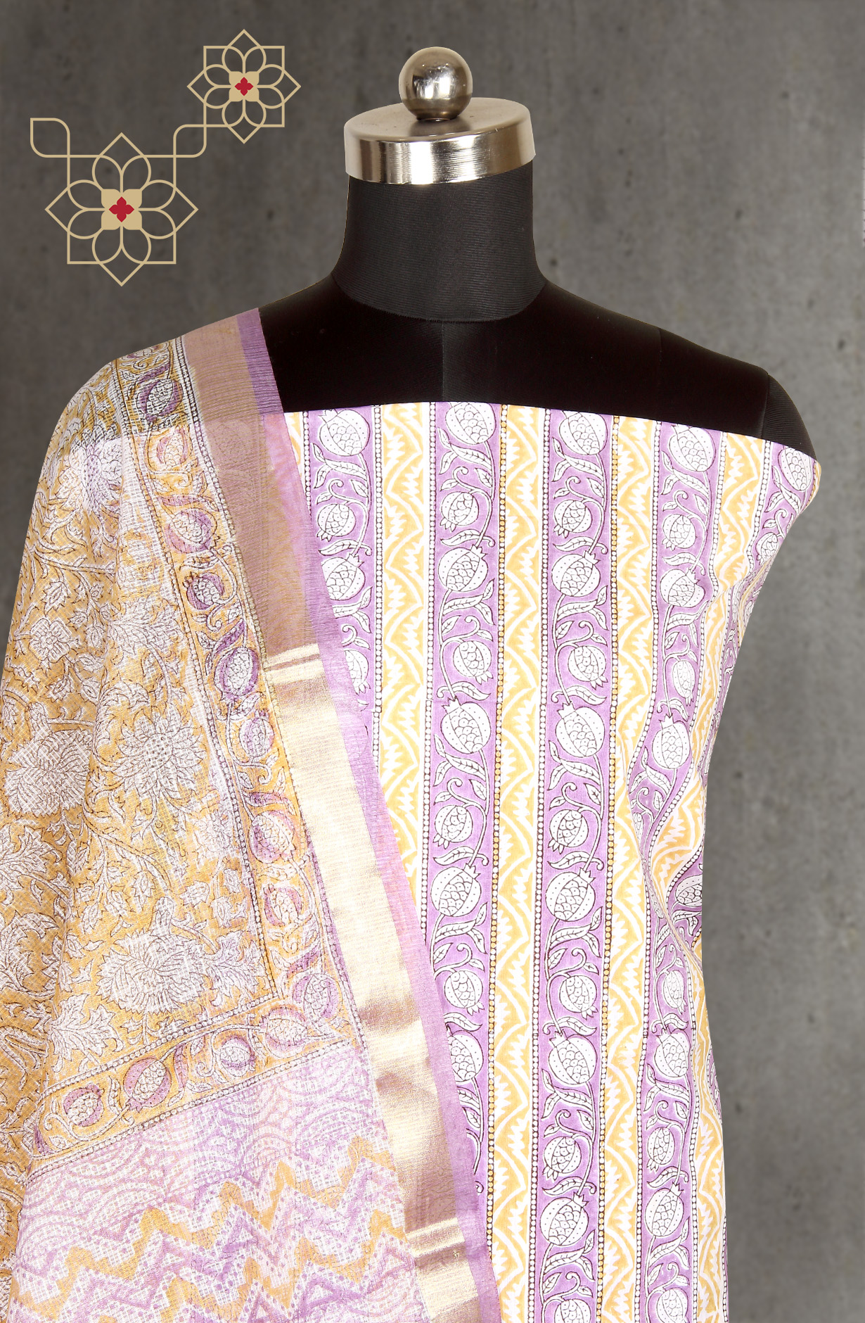 Purple Printed Unstitched Cotton Dress Material - PFSCOT1011-2C