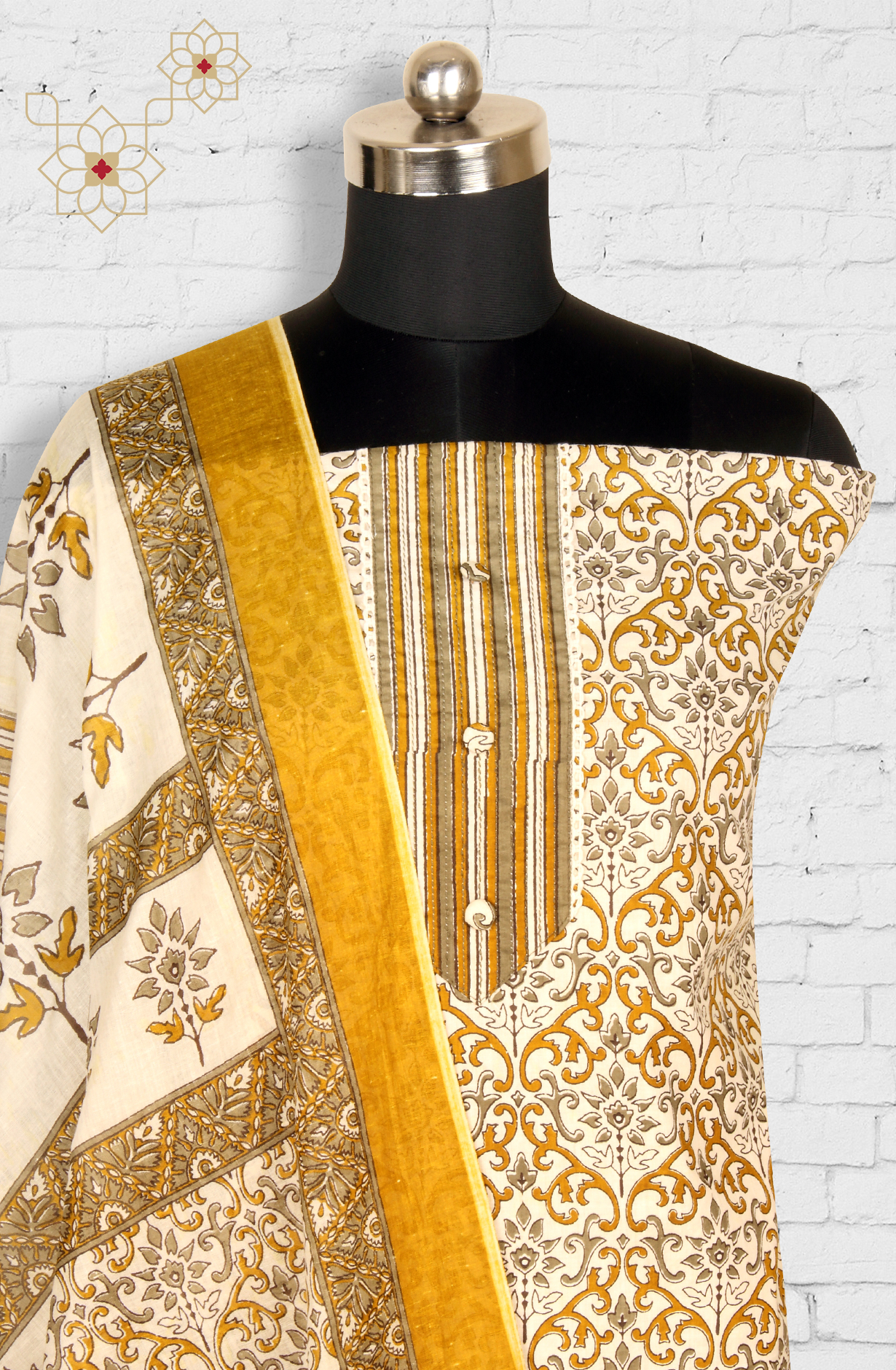 Mehndi Cotton Unstitched Printed Salwar Dress Material - PFSCOT1206-1A