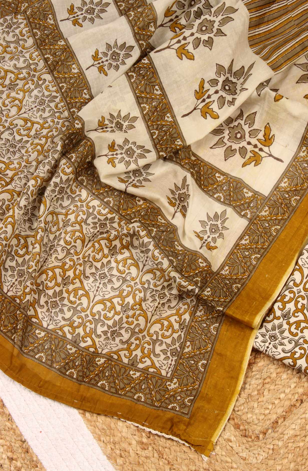 Mehndi Cotton Unstitched Printed Salwar Dress Material - PFSCOT1206-1A