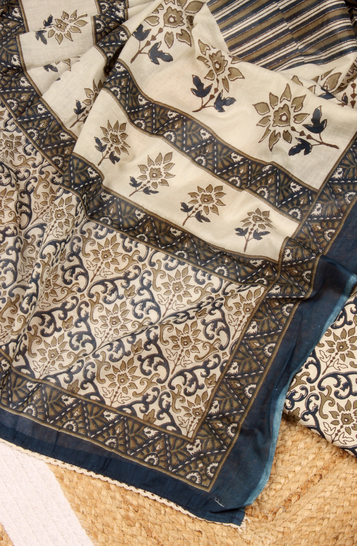 Blue Cotton Unstitched Printed Salwar Dress Material - PFSCOT1206-1C