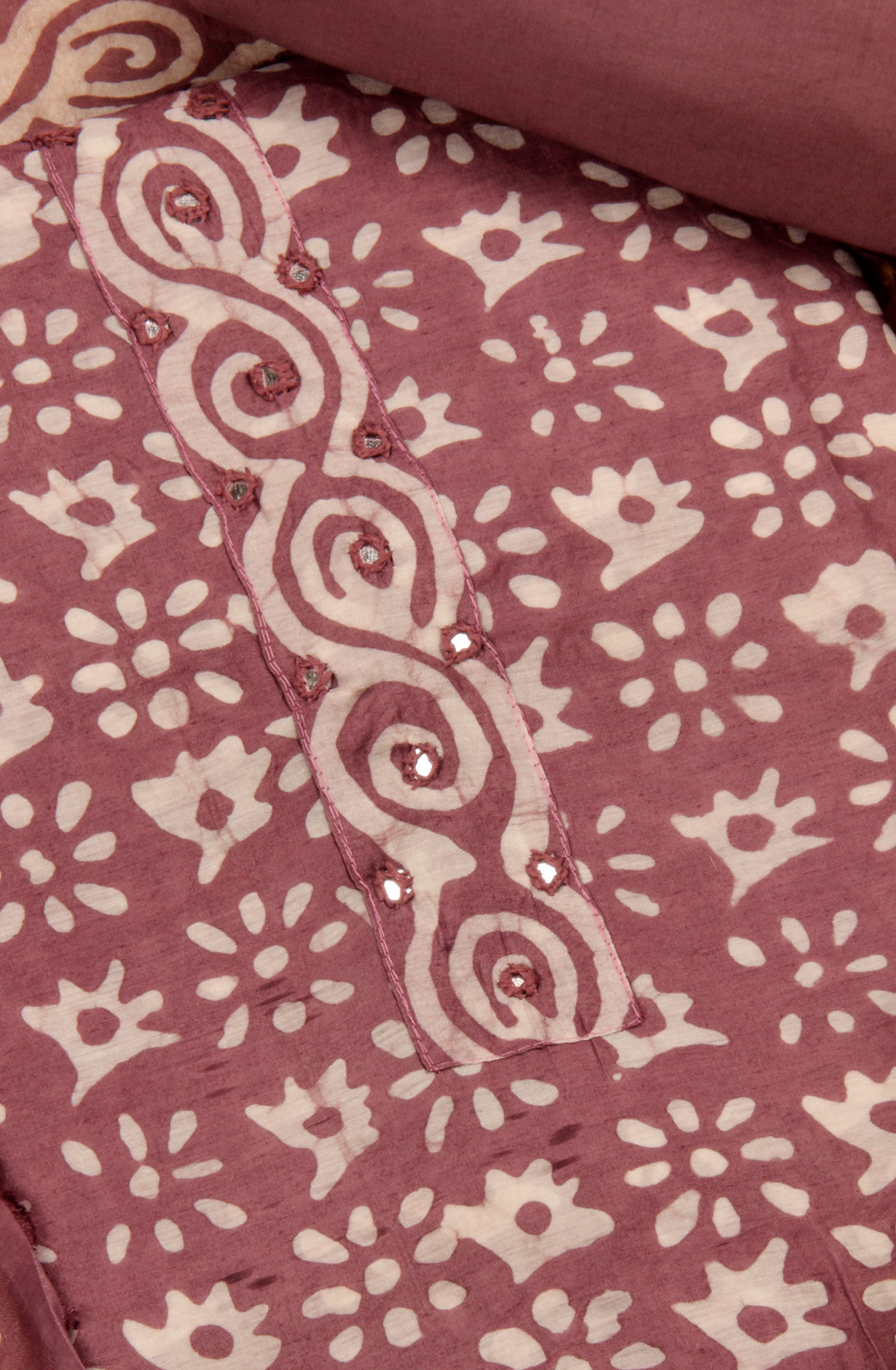 Mauve Chanderi Cotton Unstitched Printed Salwar Dress Material - PFSCOT1209A