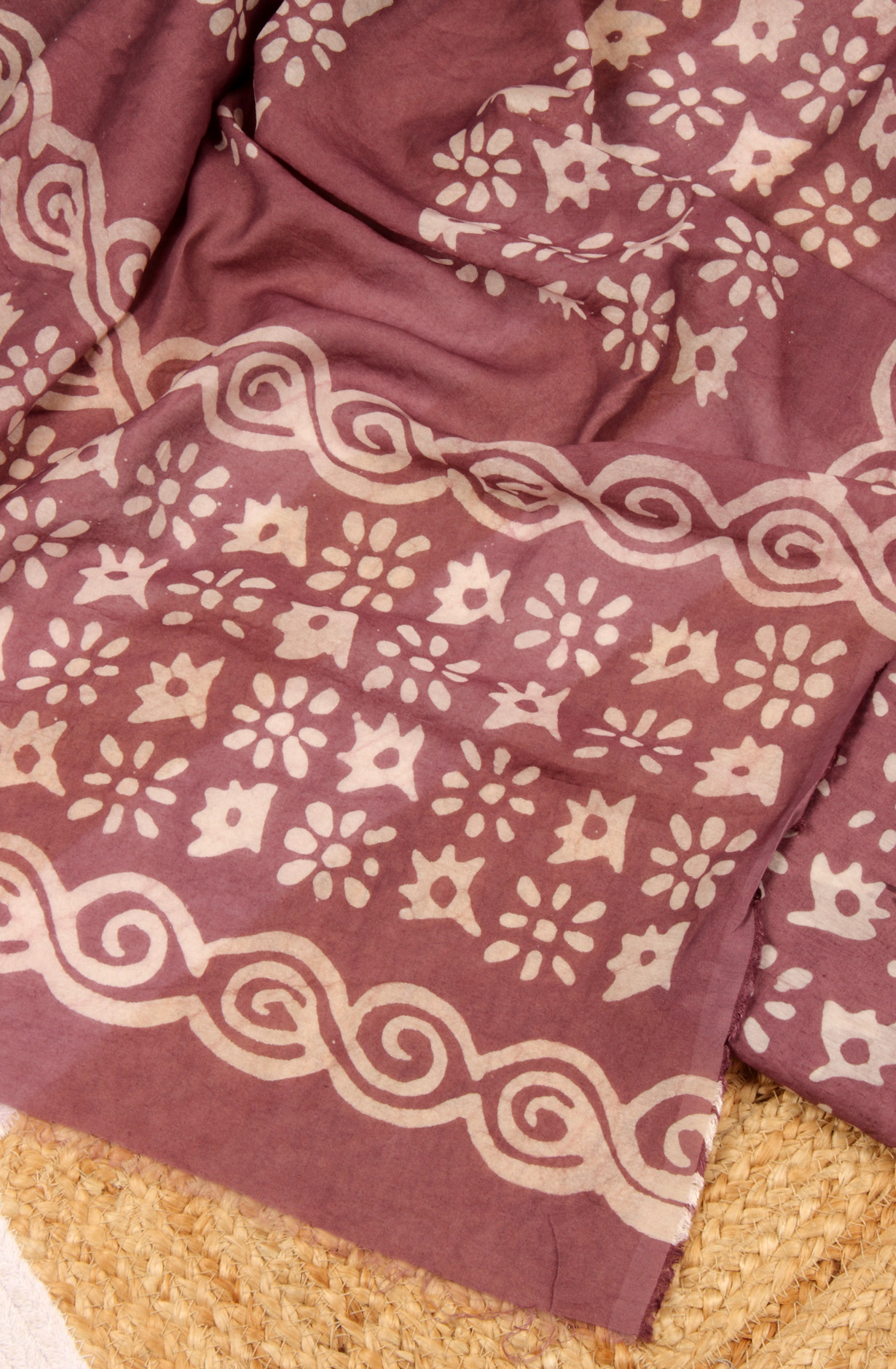 Mauve Chanderi Cotton Unstitched Printed Salwar Dress Material - PFSCOT1209A