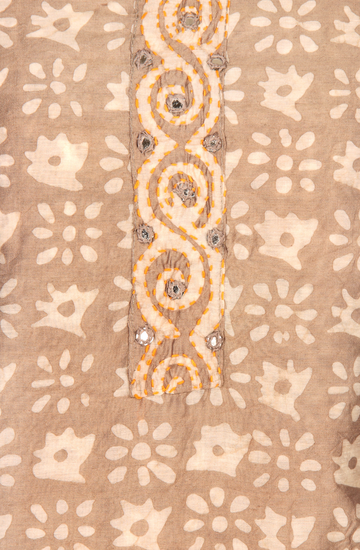 Beige Chanderi Cotton Unstitched Printed Salwar Dress Material - PFSCOT1209D