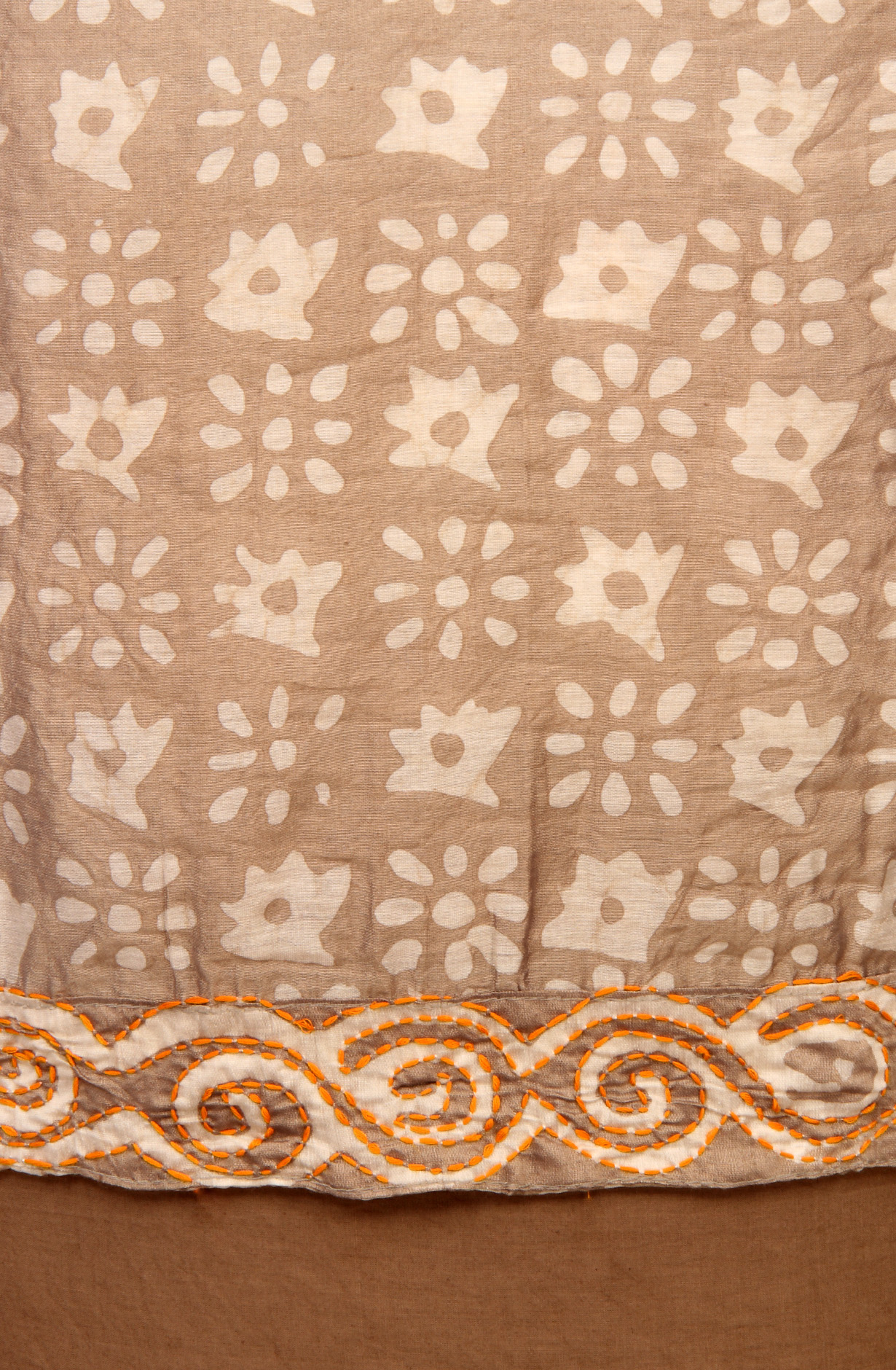 Beige Chanderi Cotton Unstitched Printed Salwar Dress Material - PFSCOT1209D