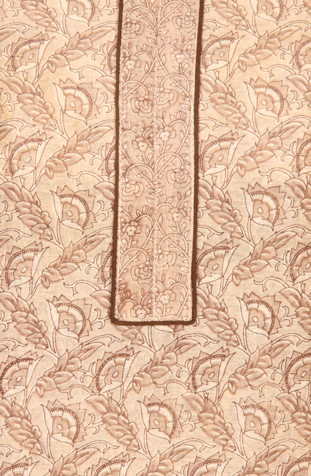 Beige Chanderi Unstitched Printed Salwar Dress Material - PFSCOT1210-1A