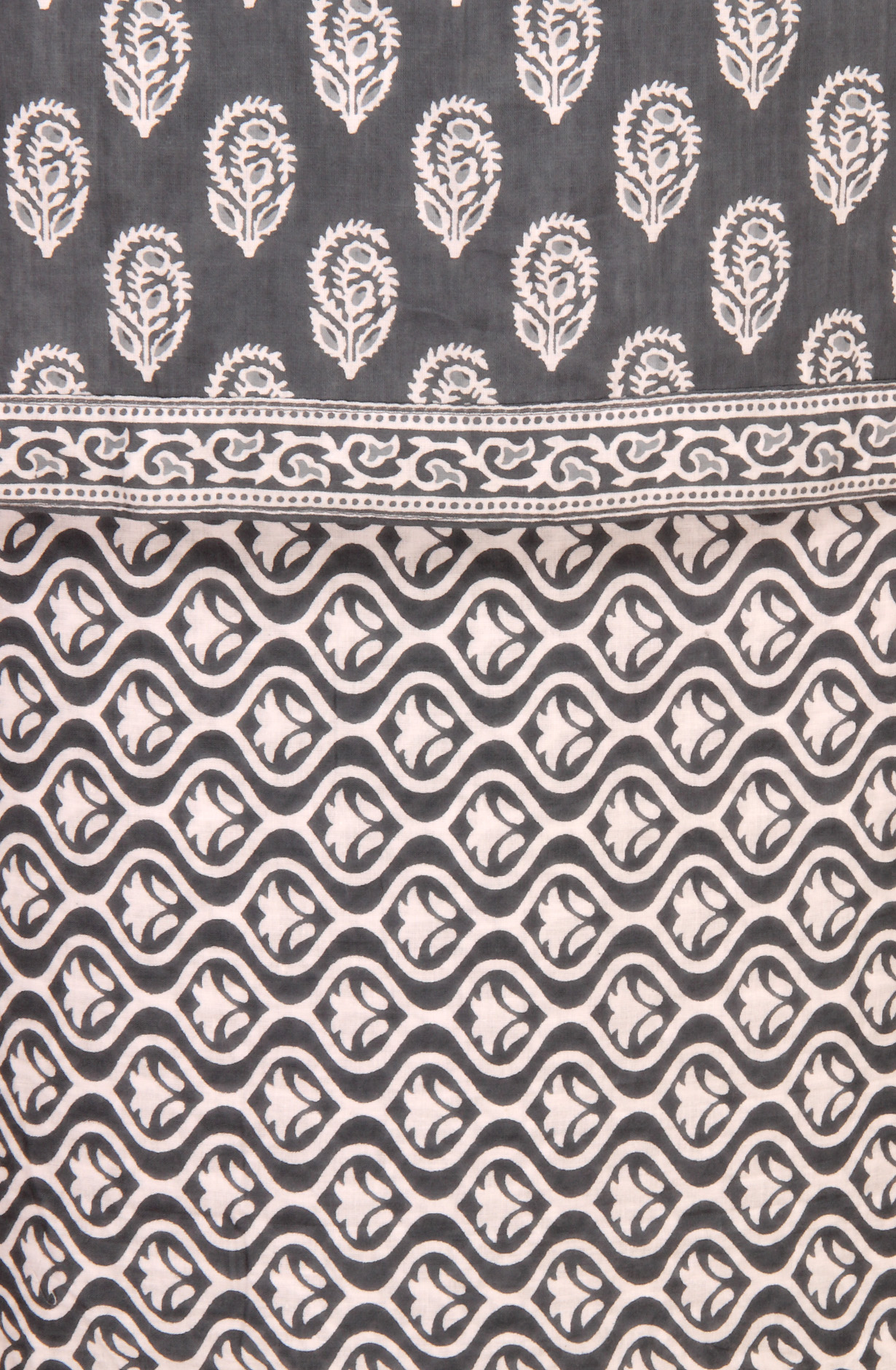 Grey Cotton Printed Salwar Suit with Dupatta - PFSCOT1213-1A