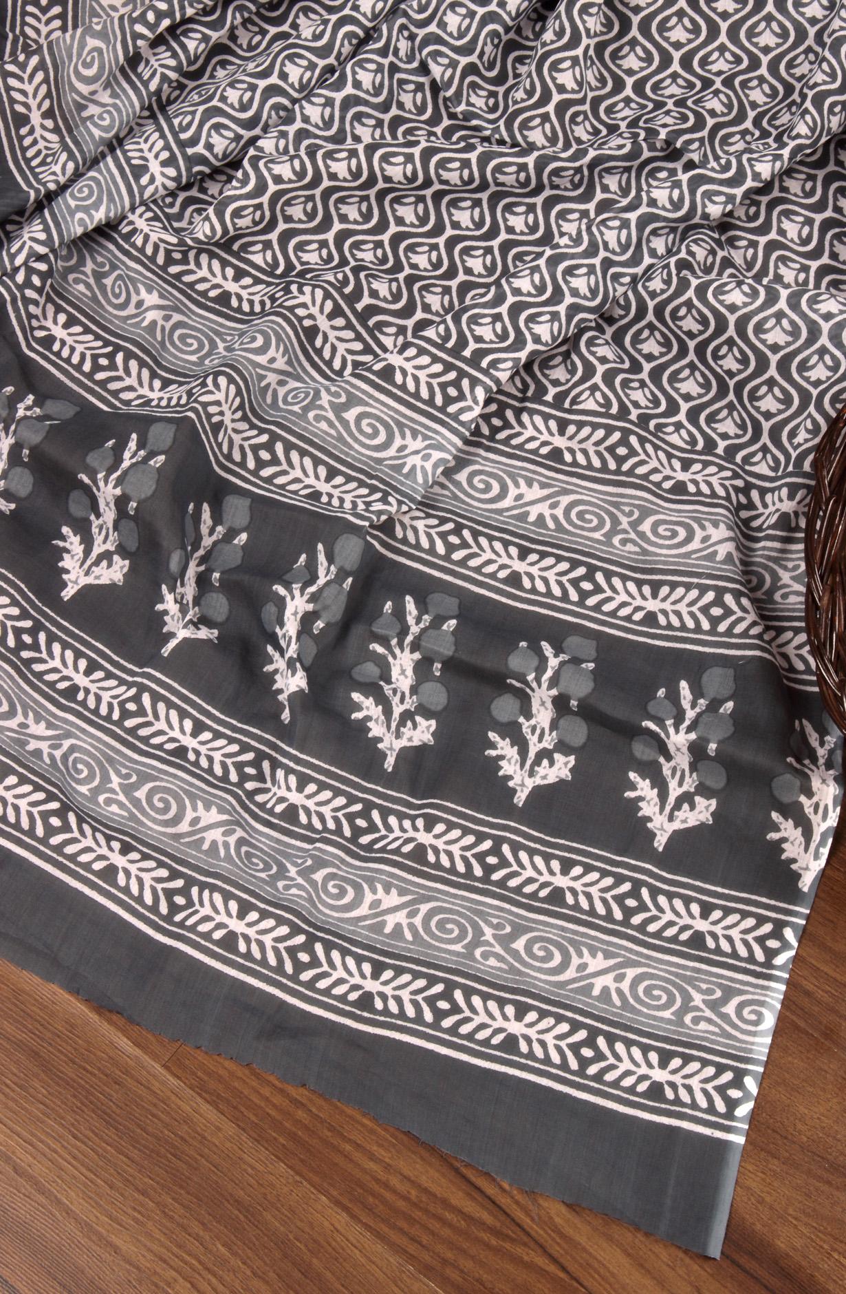 Grey Cotton Printed Salwar Suit with Dupatta - PFSCOT1213-1A