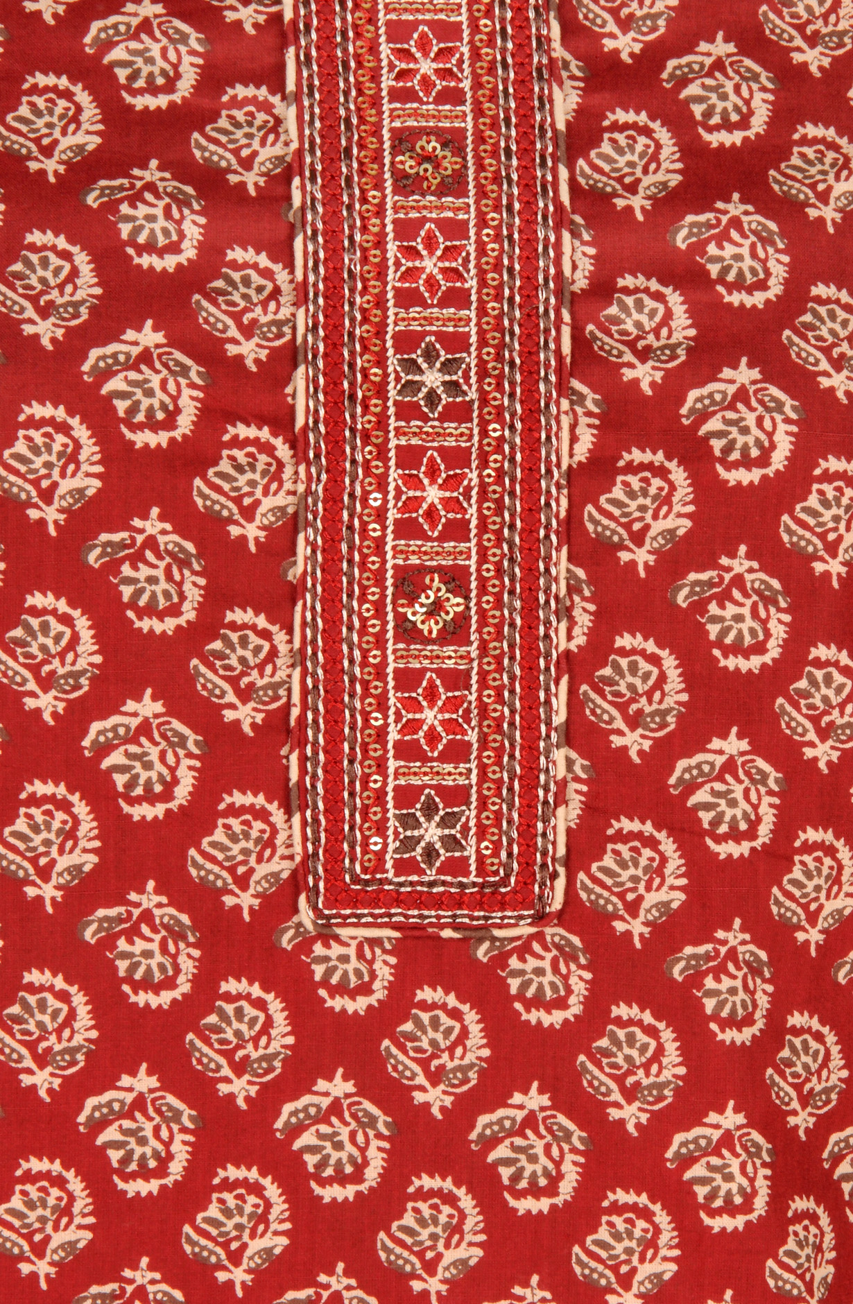 Maroon Cotton Printed Salwar Suit with Dupatta - PFSCOT1214-3A