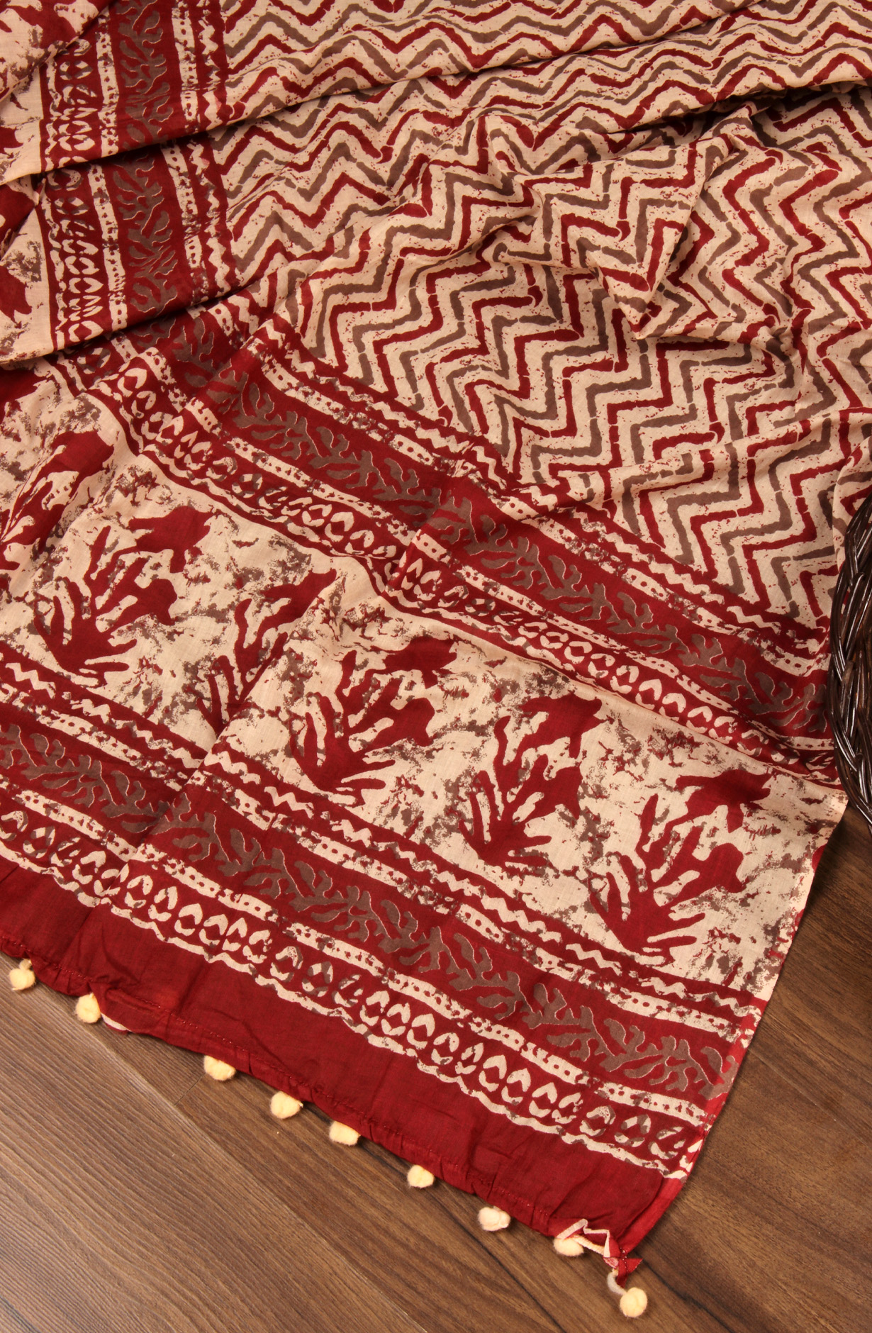 Maroon Cotton Printed Salwar Suit with Dupatta - PFSCOT1214-3A