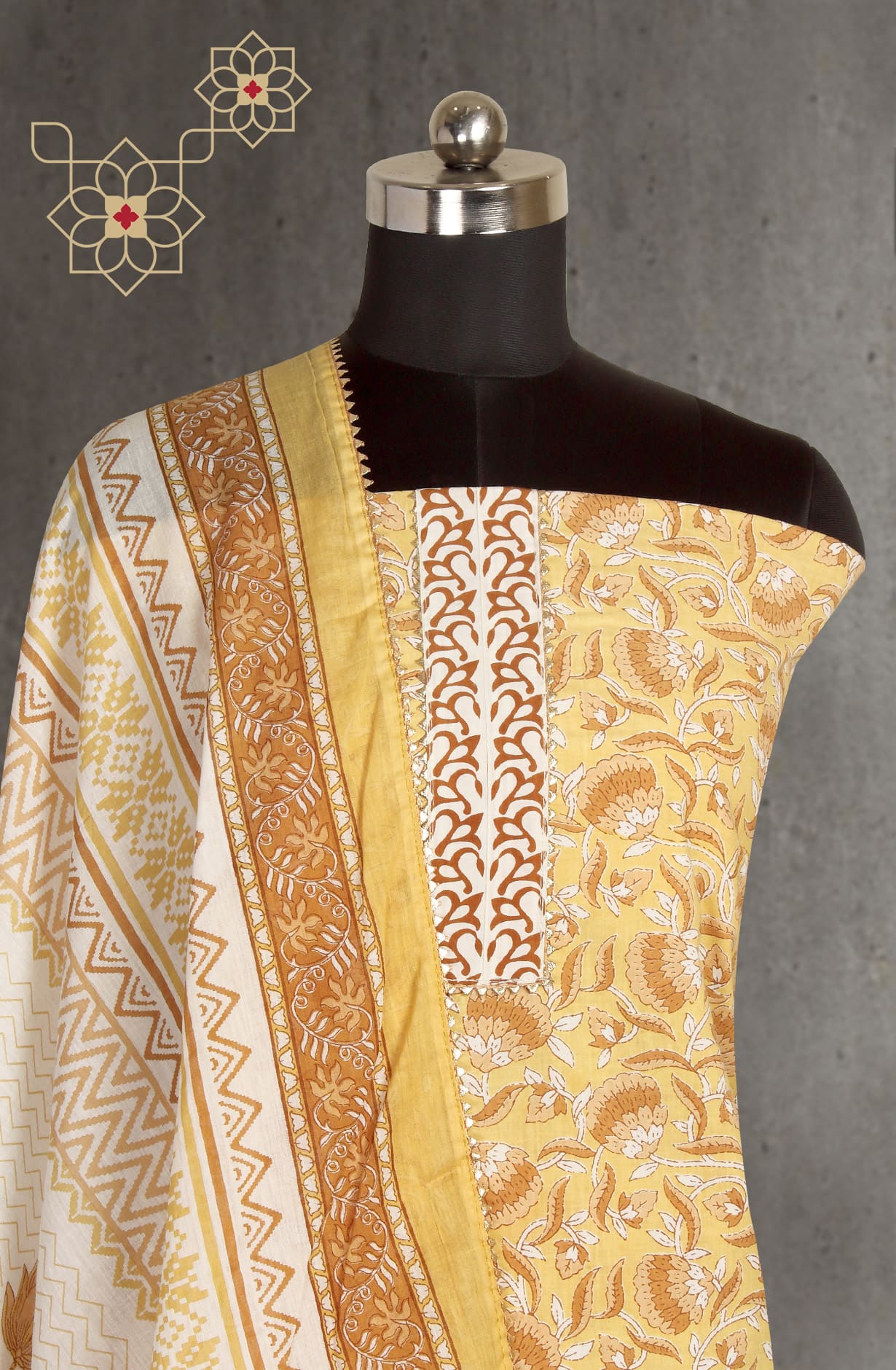 Multicolored Cotton Unstitched Printed Salwar Kameez - PFSCOT4120-3D