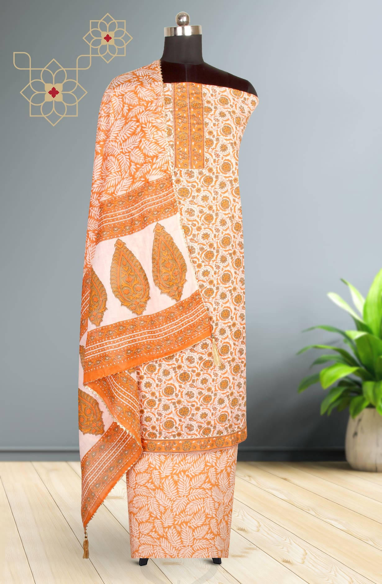 Multicolor Cotton Unstitched Salwar Kameez - PFSCOT4137-10A