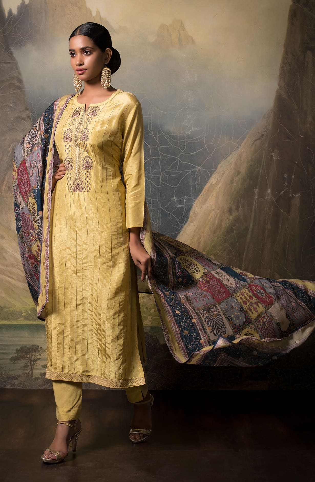 Lime Silk Exclusive Unstitched Salwar Suit - PRA1437