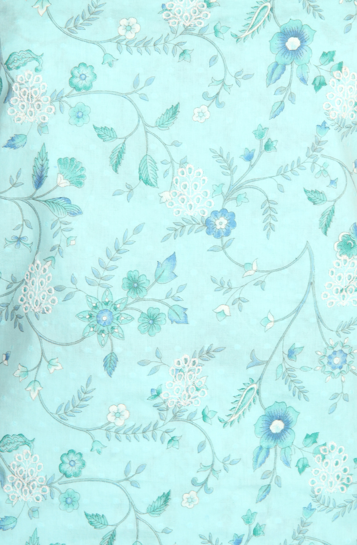 Aqua Cotton Digital Printed with Schiffli Embroidery Suit with Chiffon Dupatta - PRAPIM2C