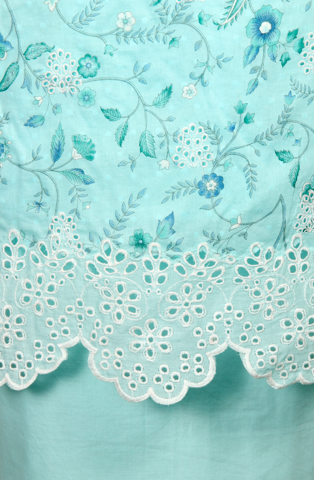 Aqua Cotton Digital Printed with Schiffli Embroidery Suit with Chiffon Dupatta - PRAPIM2C