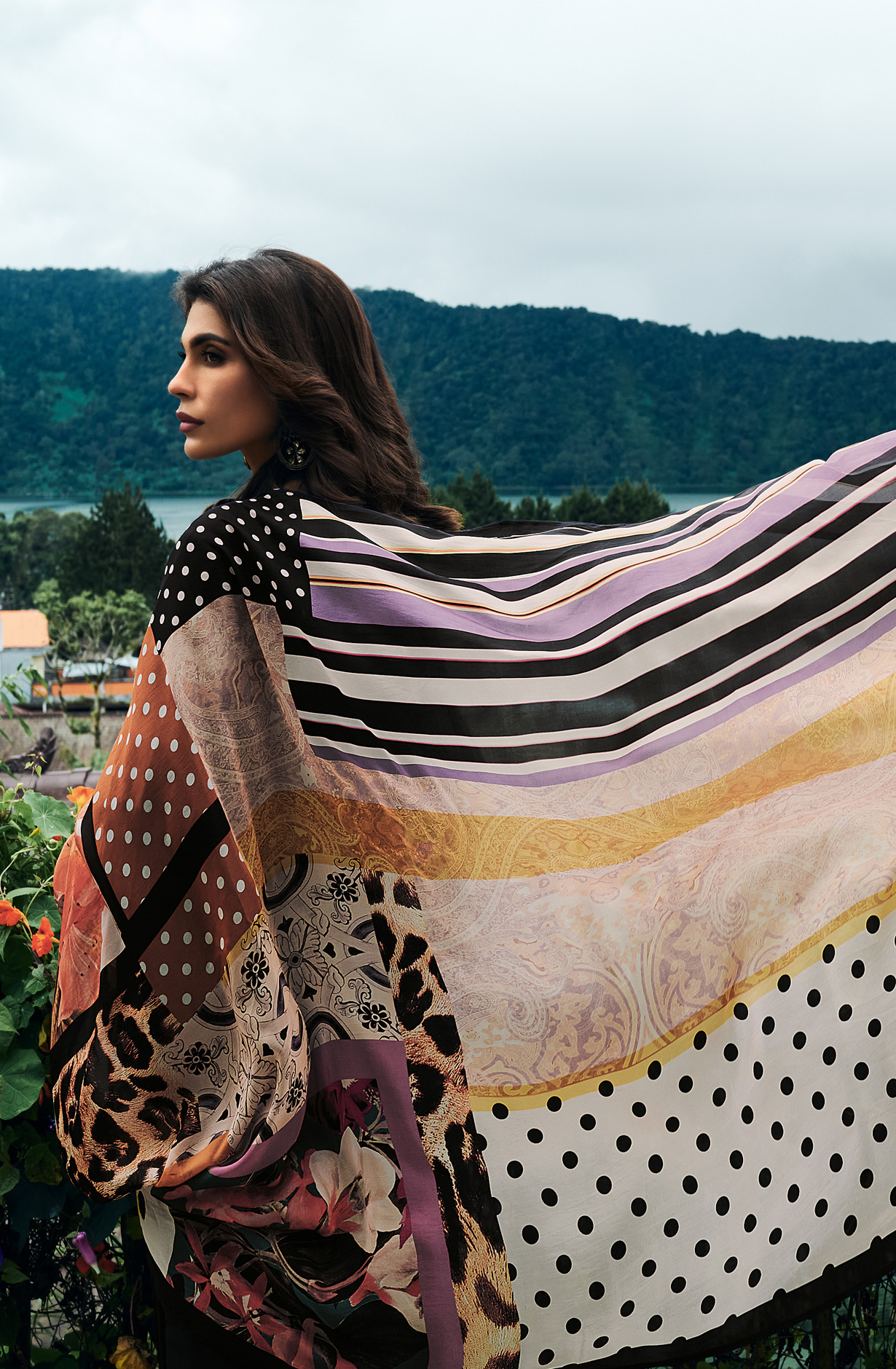 Black Festive Wear Muslin Embroidered Suit with Satin Silk Dupatta - PRIN03