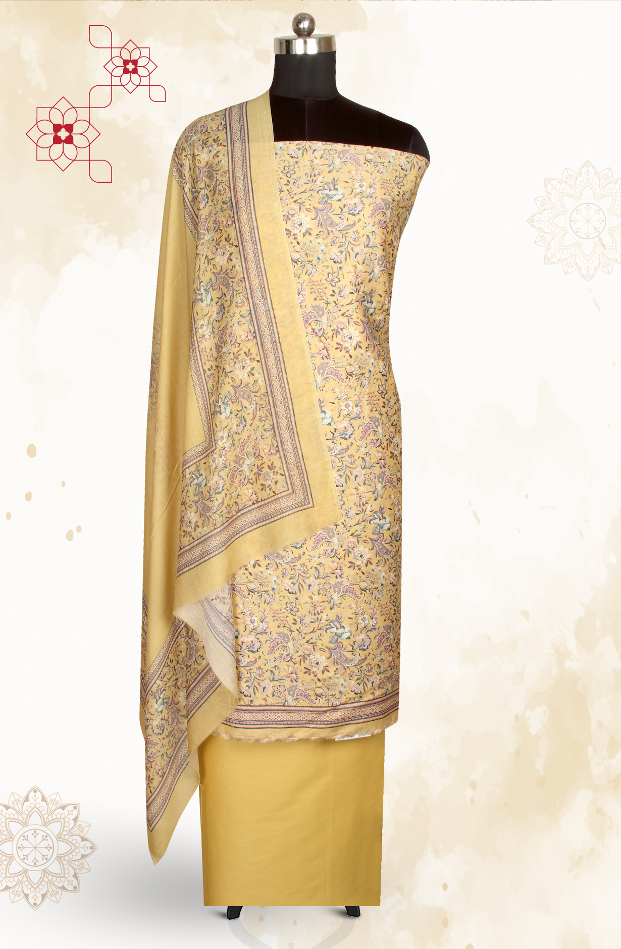 Mustard Modal Cotton Printed Salwar Kameez - PUR3461
