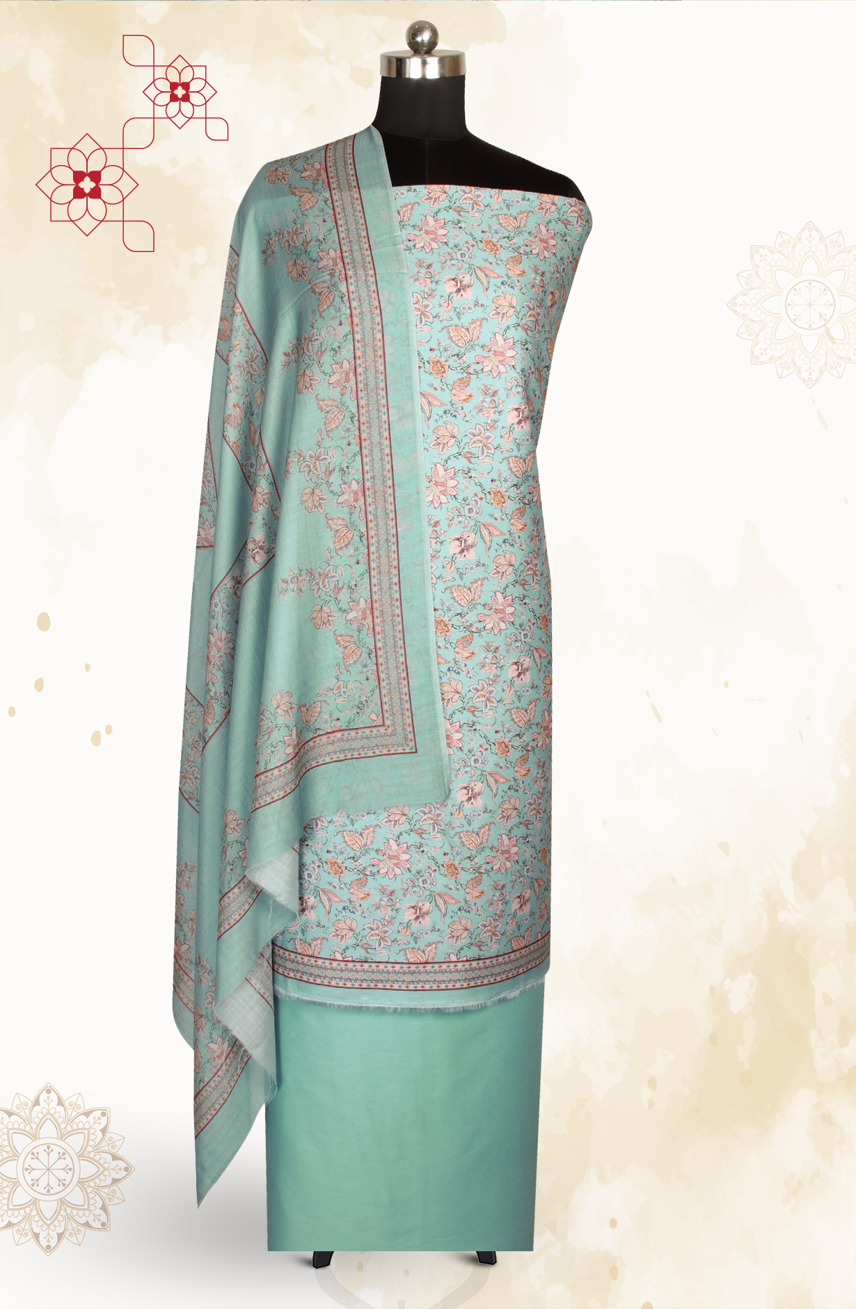 Pastel Green Modal Cotton Printed Salwar Kameez - PUR3462