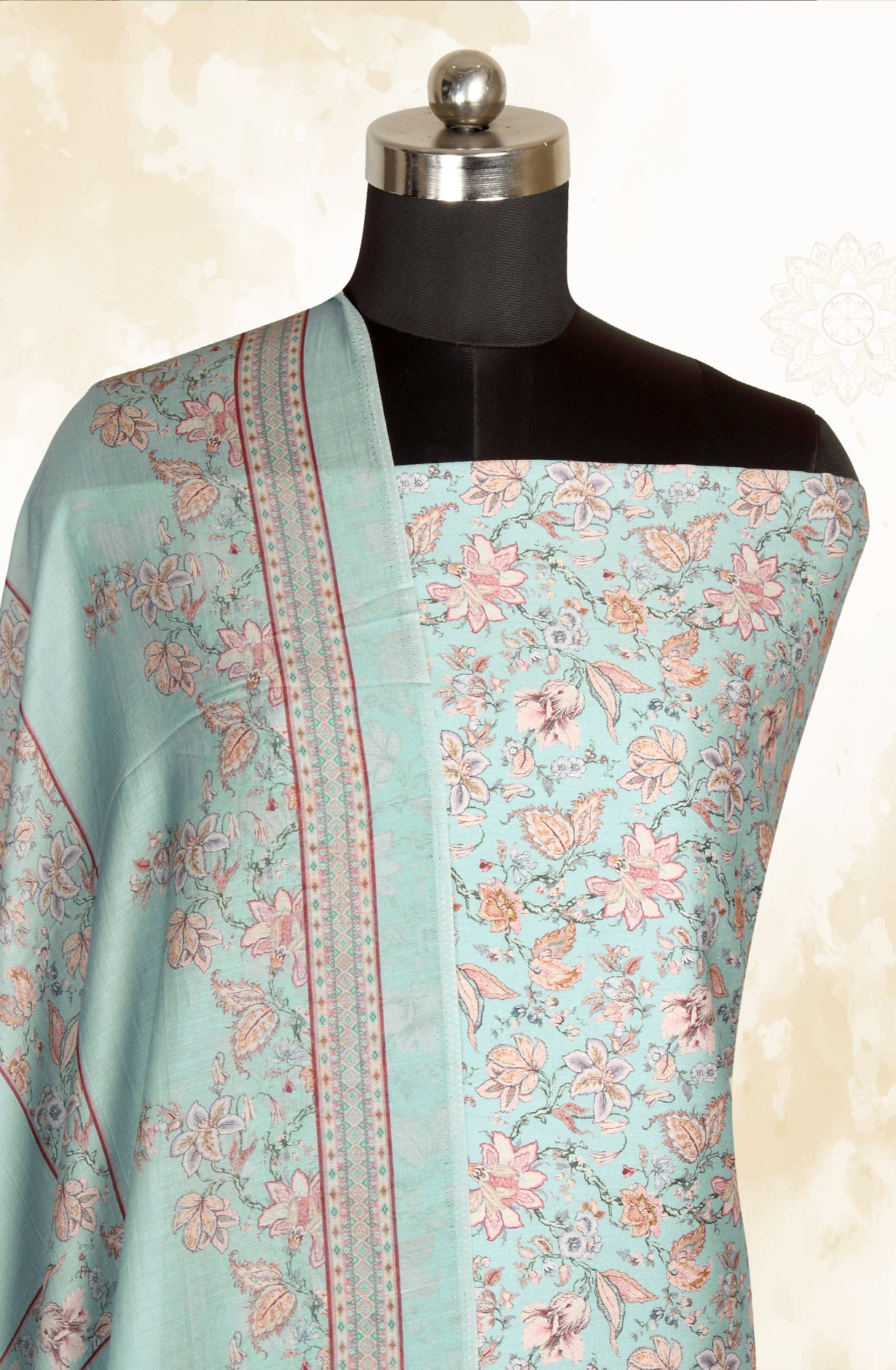 Pastel Green Modal Cotton Printed Salwar Kameez - PUR3462