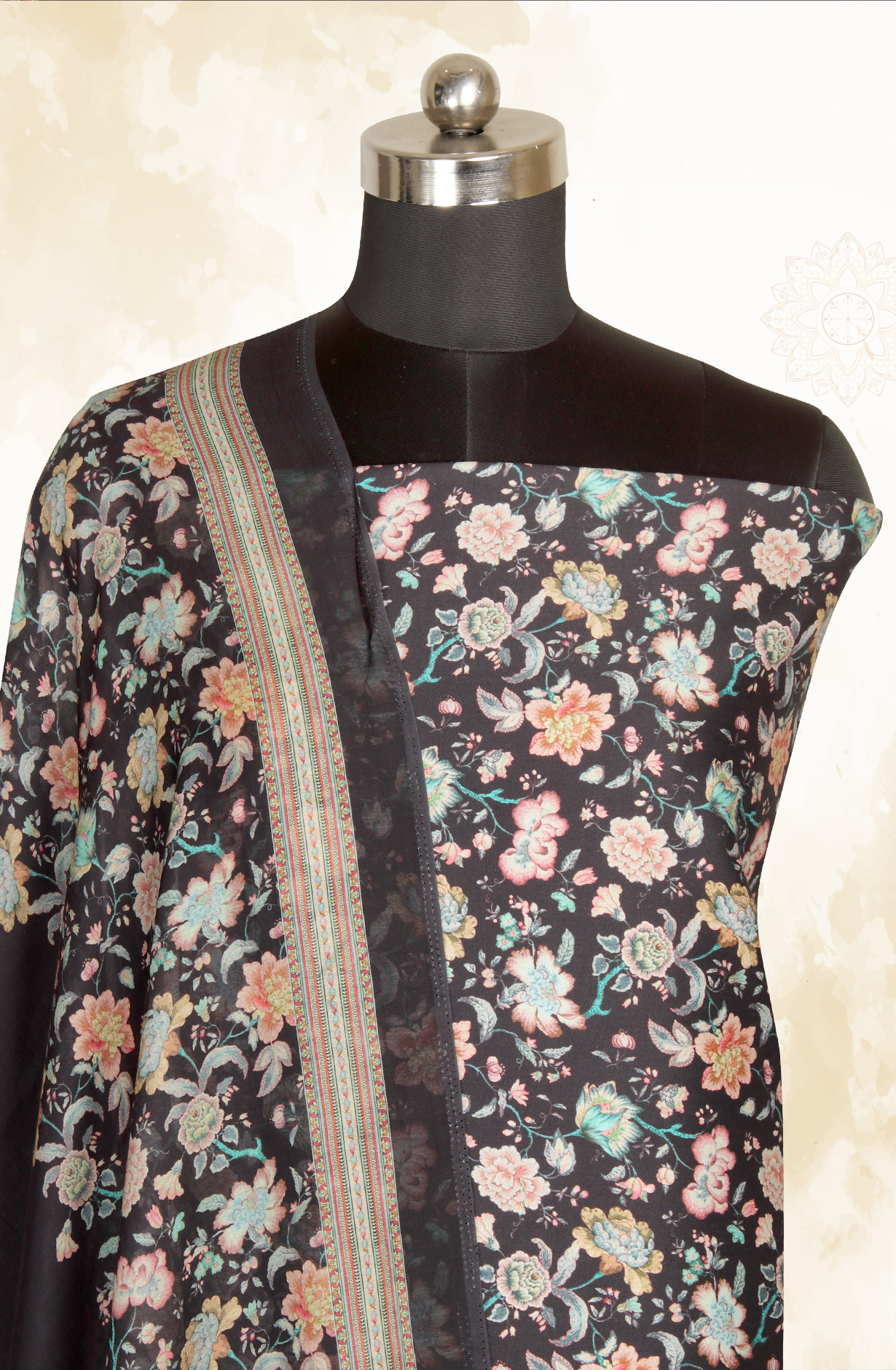 Black Modal Cotton Printed Salwar Kameez - PUR3463