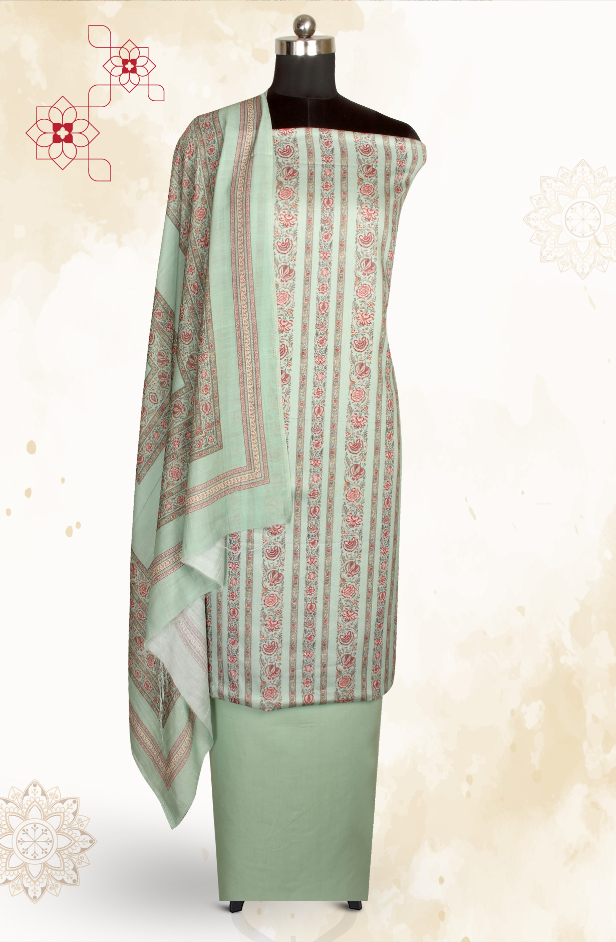 Sea Green Modal Cotton Printed Salwar Kameez - PUR3464