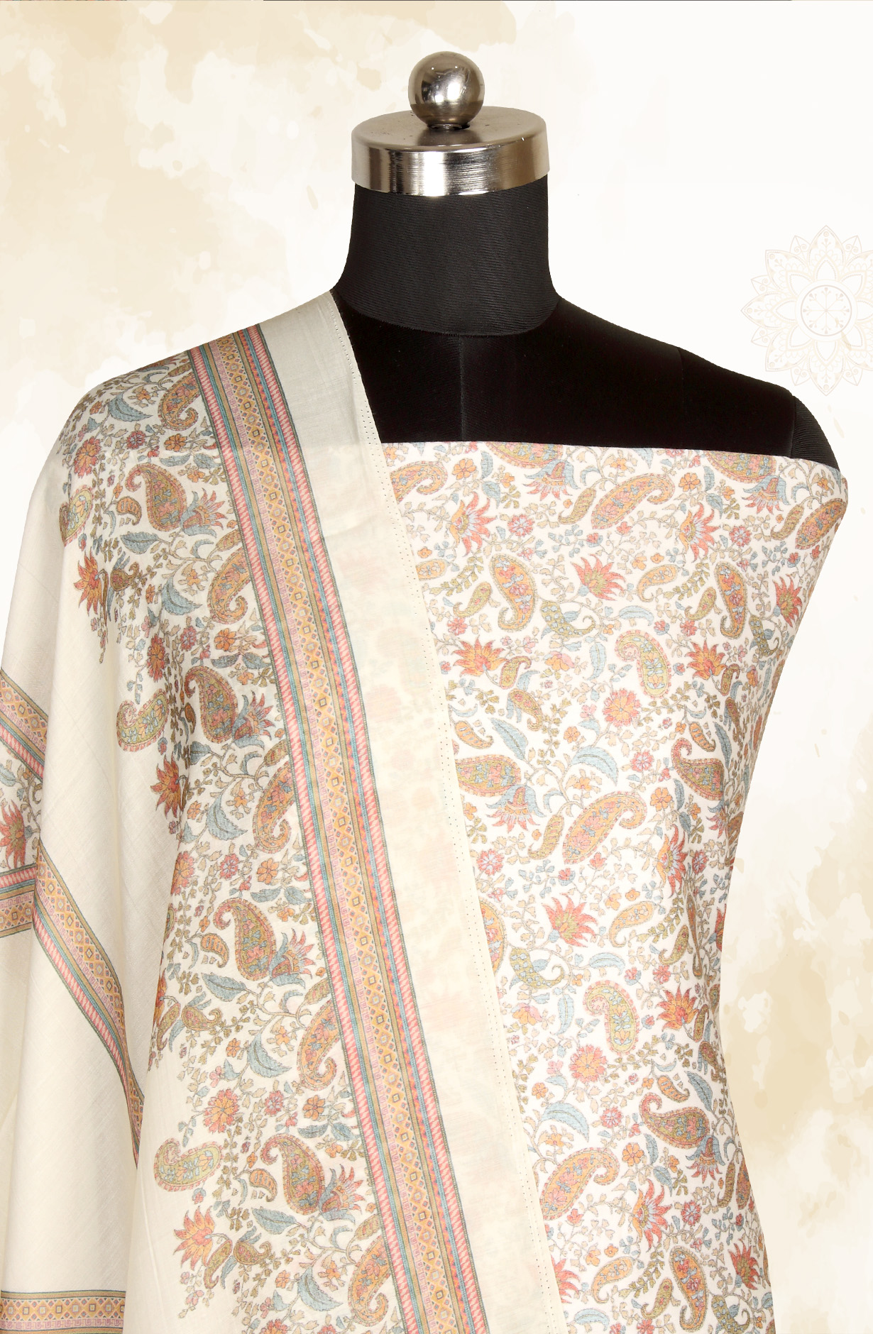 Cream Modal Cotton Printed Salwar Kameez - PUR3465