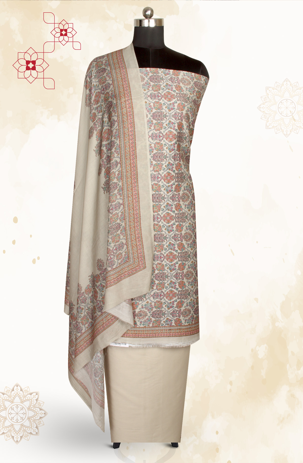 Beige Modal Cotton Printed Salwar Kameez - PUR3467