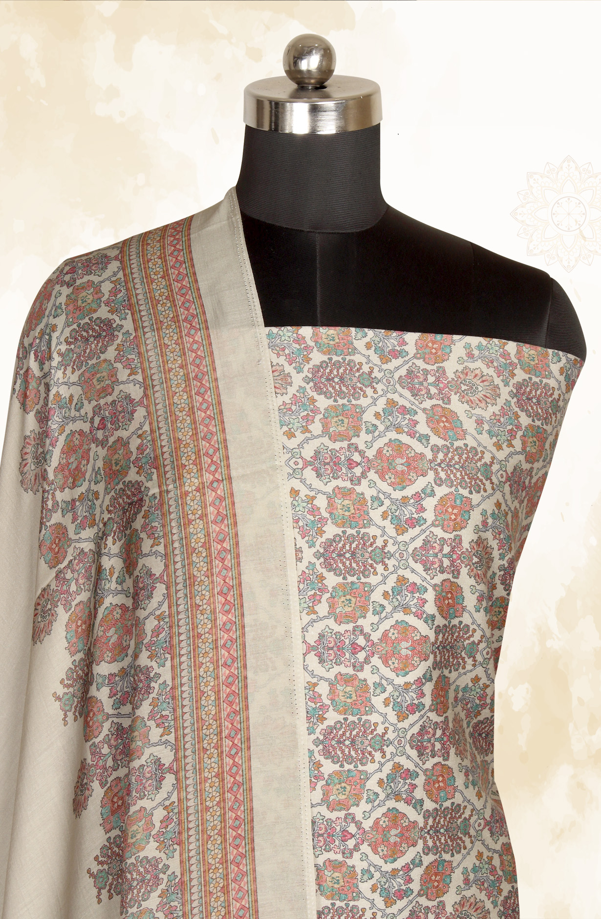 Beige Modal Cotton Printed Salwar Kameez - PUR3467