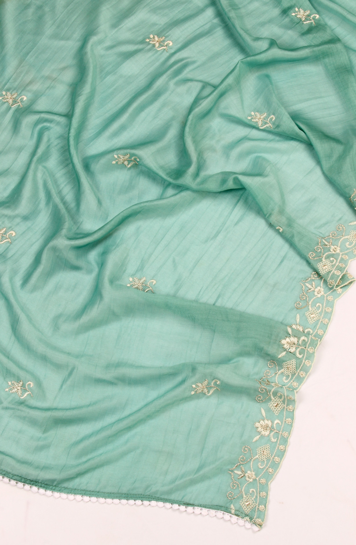 Green Cotton Unstitched Salwar Suit with Trendy Dupatta - QAIS0036