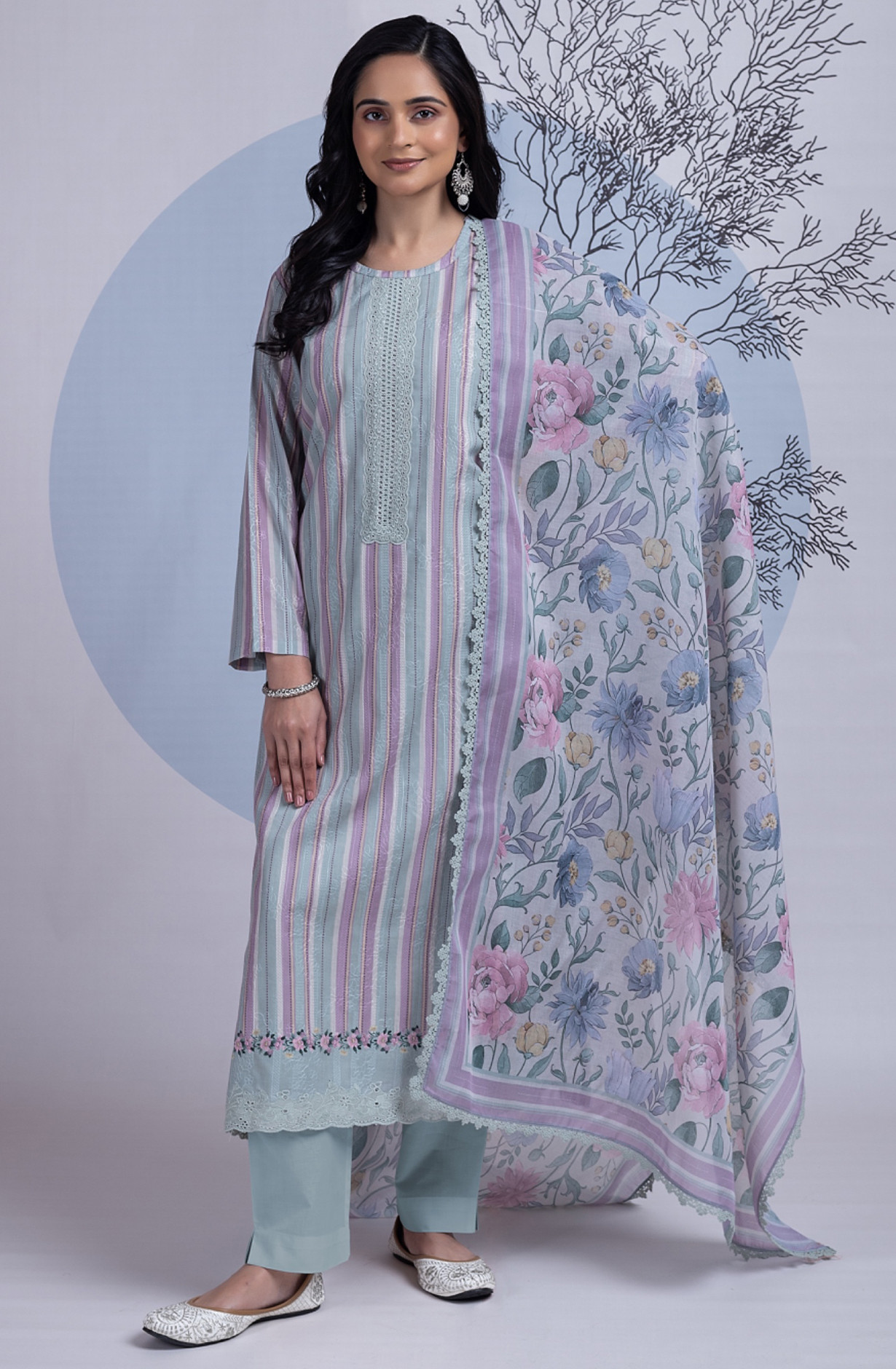 Cotton Modal Digital Printed Suit Set- QUR2408B