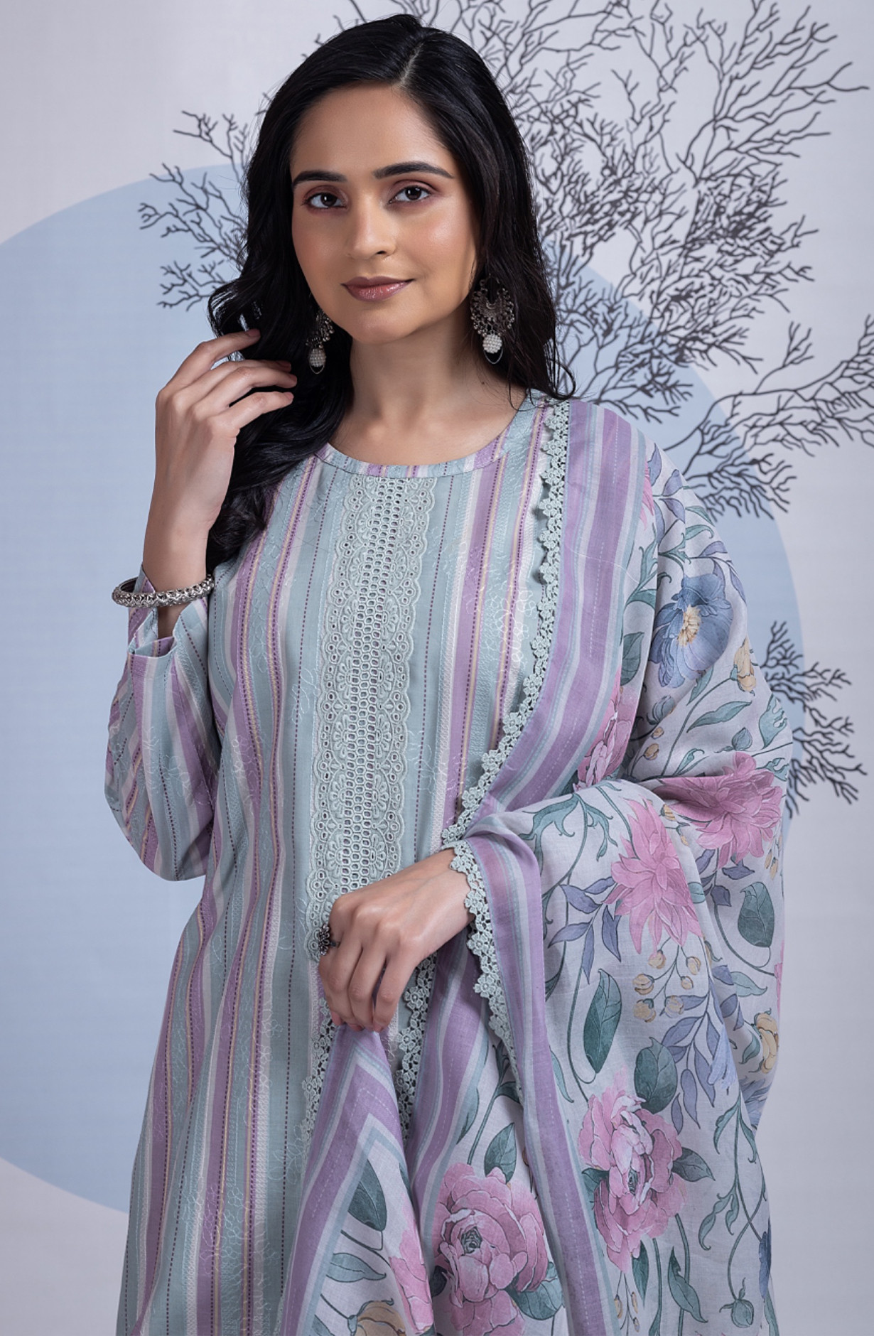 Cotton Modal Digital Printed Suit Set- QUR2408B