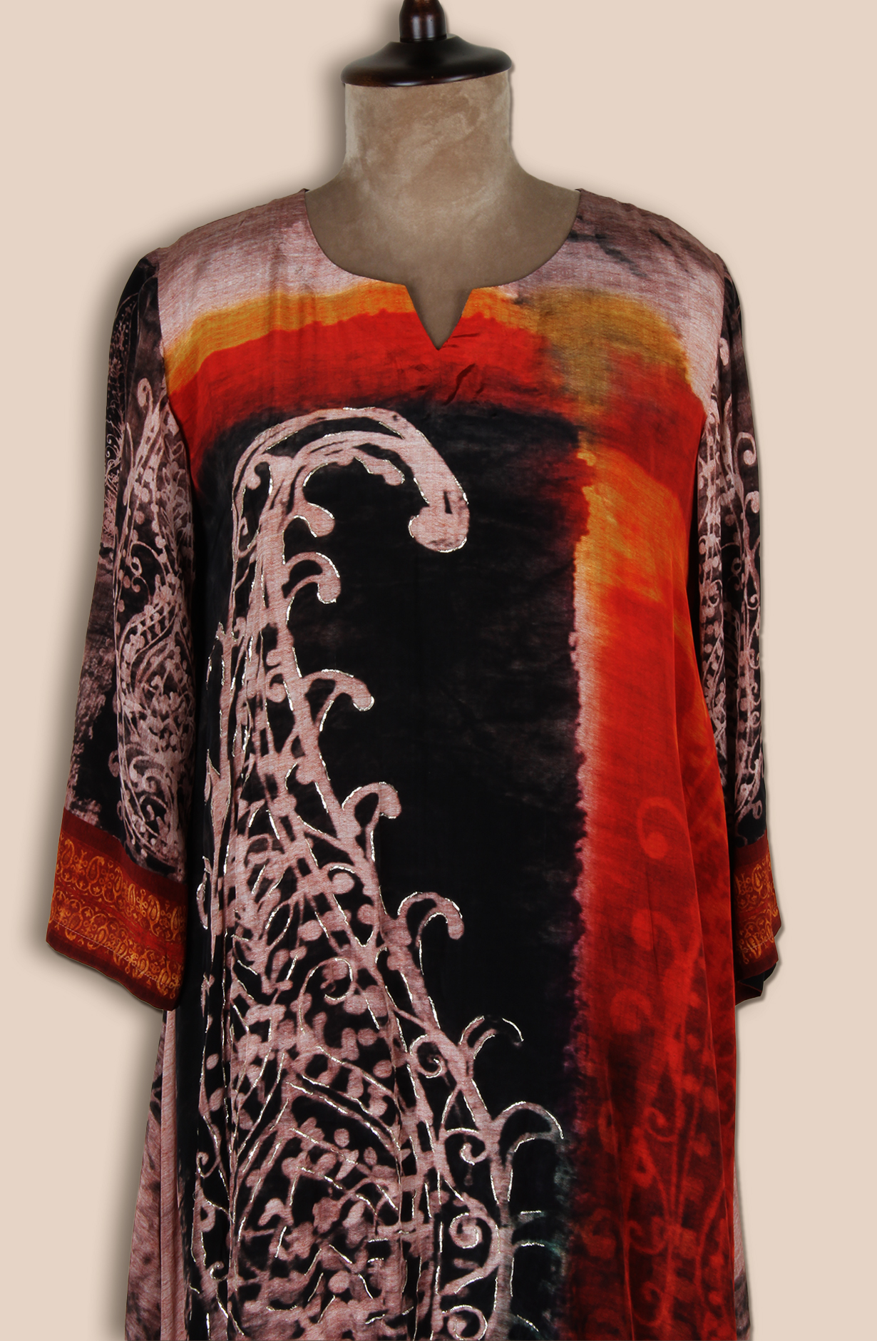 Rust Crepe Designer Stitched Salwar Kameez with Chiffon Dupatta - R107-2959