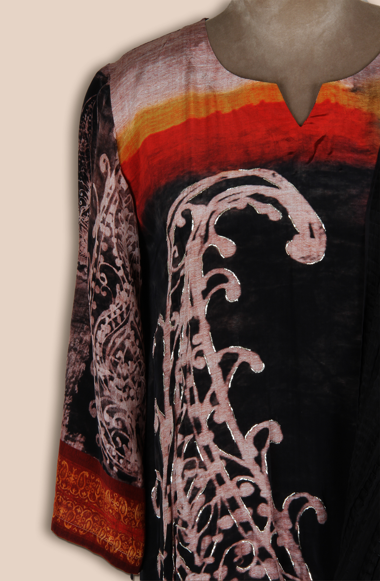 Rust Crepe Designer Stitched Salwar Kameez with Chiffon Dupatta - R107-2959