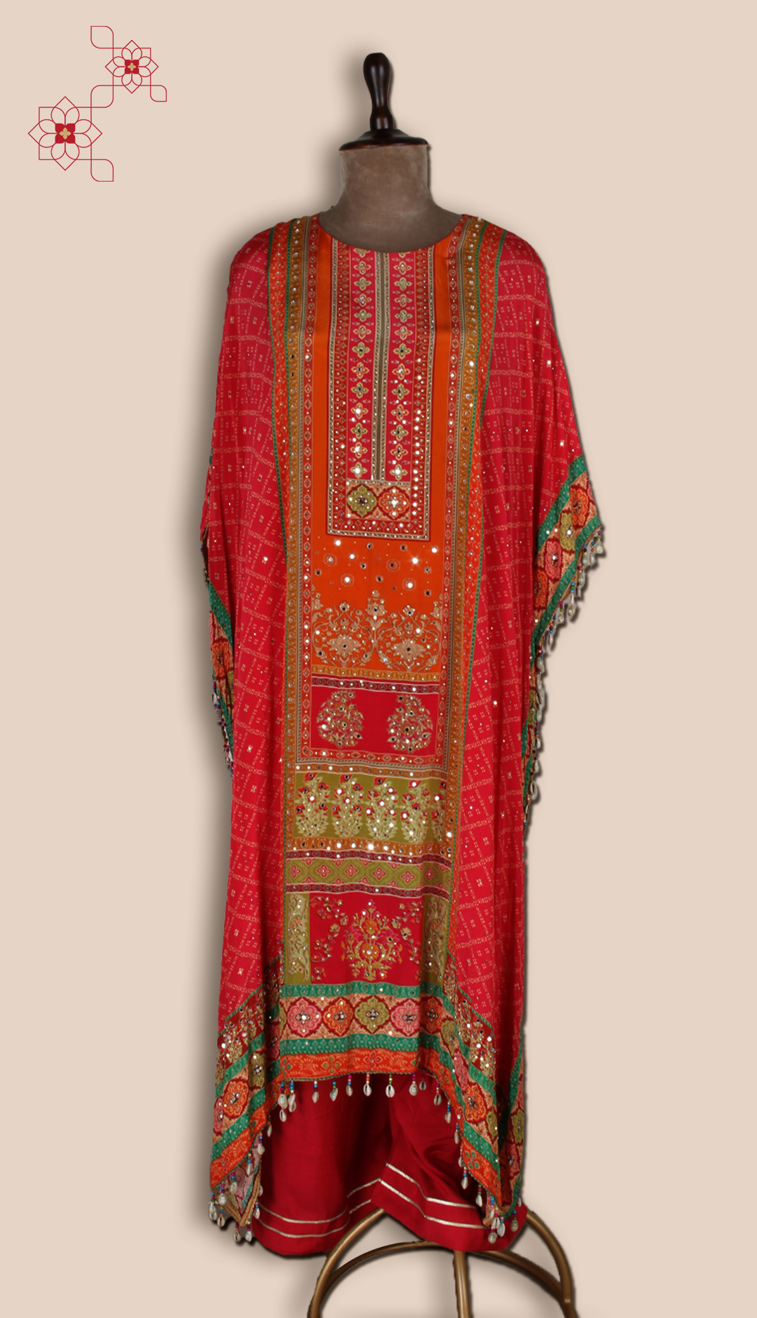 Pink Designer Crepe Kaaftan Style Kameez with Pants - R107-3164